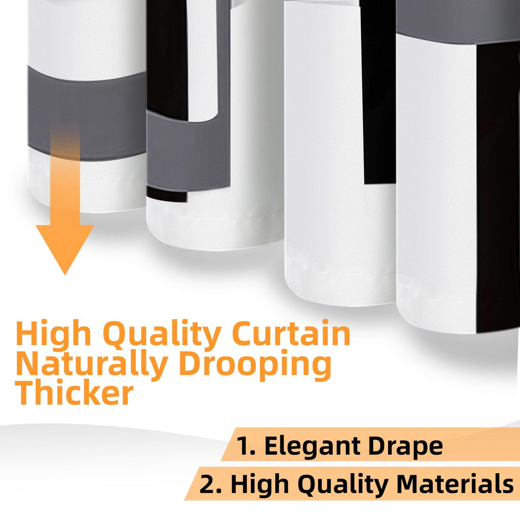 Black and White Shower Curtain, Black Grey Geometric Fabric Shower Curtain Set, Abstract Mid Century Modern Minimalist Waterproof Shower Curtain for Bathroom Decor, 72 x 72