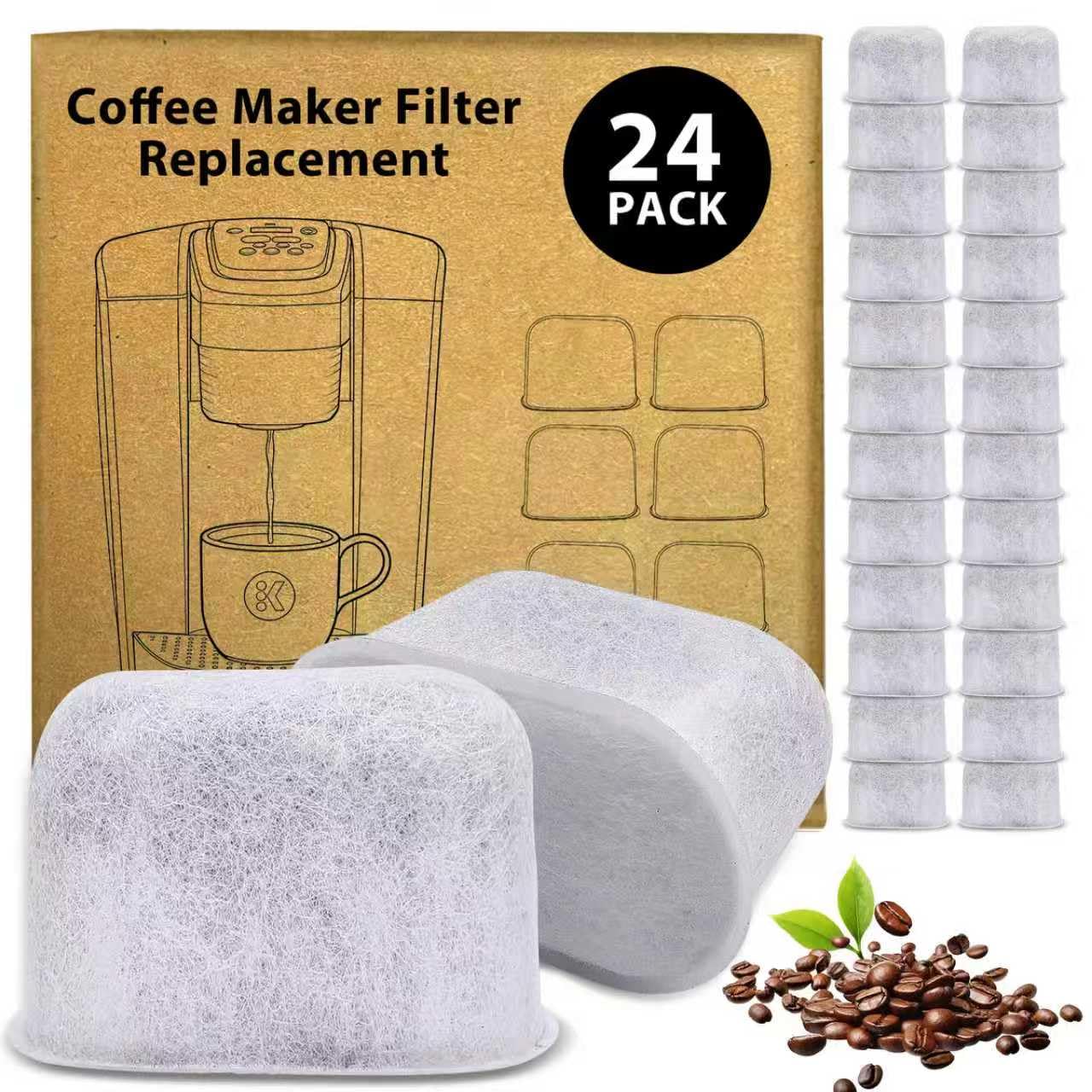 24 Pack Coffee Maker Filter Replacement for Keurig Coffee Machines – Activated Charcoal Water Filters to Improve Coffee Taste & Water Quality – Compatible with All Keurig Models