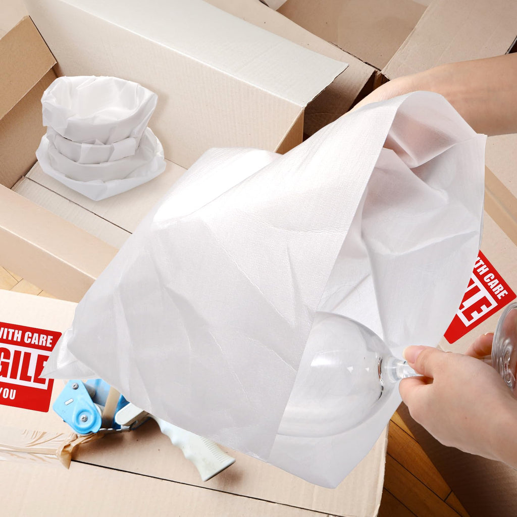 Tebery 100 Pack Foam Wrap Pouches, 12'' x 12'' Dish Packing Foam Sheets with Fragile Label, Plate Packing Sleeves for Cups, Glasses, Furniture, Reusable Cushion Wrap Sheets Supplies for Moving