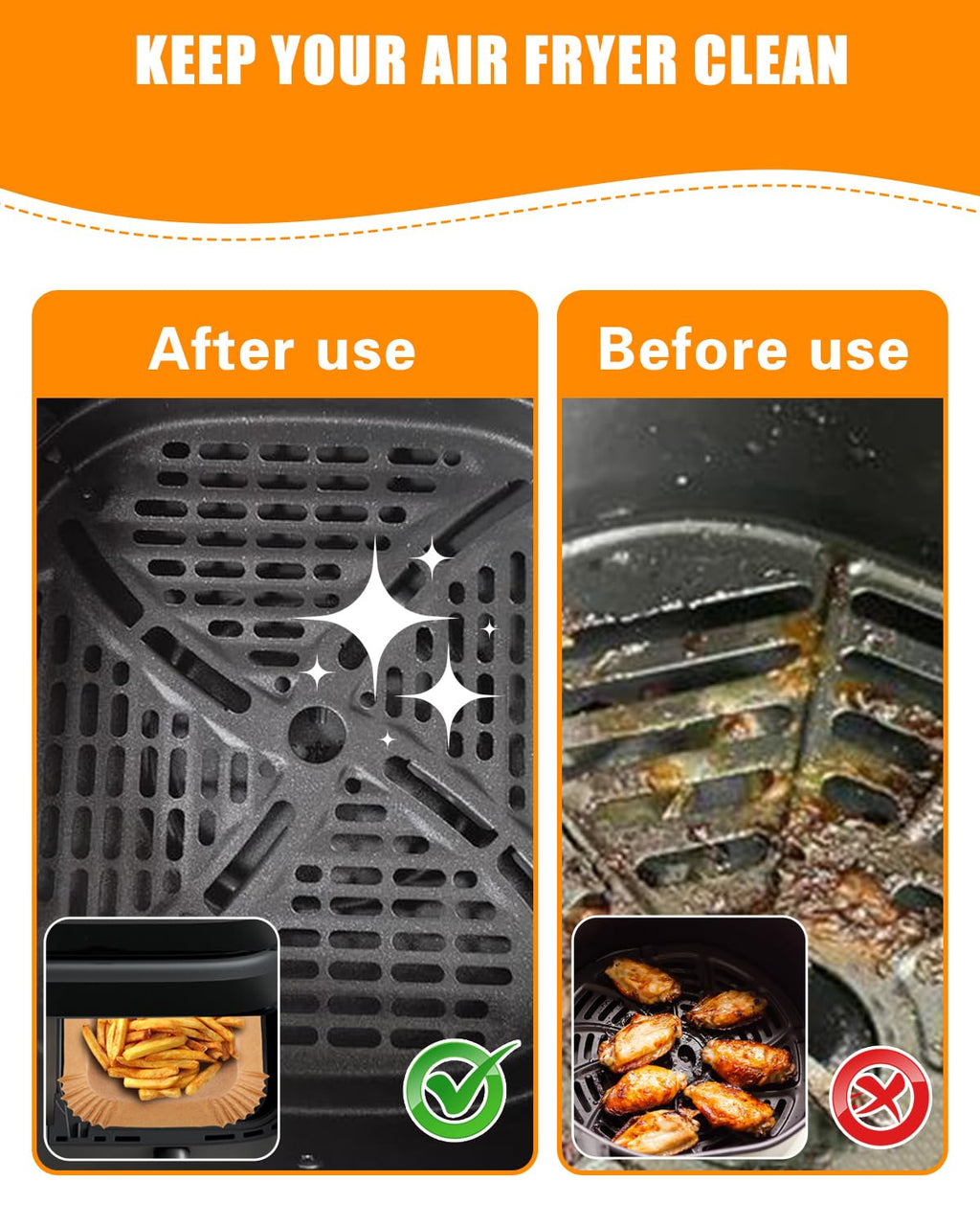 120PCs Air Fryer Parchment Paper Liners for Philips Dual Basket Air Fryer 3000 Series(NA350/00) 9.5 Quarts, 60Pcs 3L & 60PCs 6L Liners, Nonstick Airfryer Disposable Baking Accessories, Free of Bleach