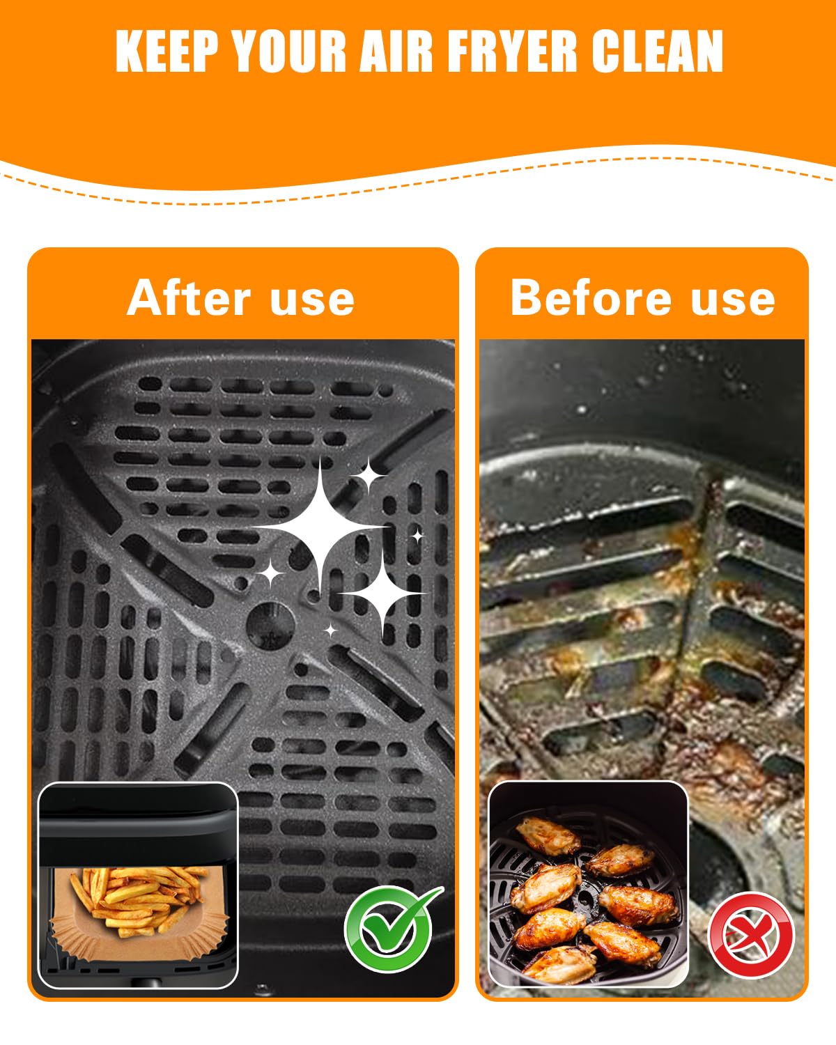 120PCs Air Fryer Parchment Paper Liners for Philips Dual Basket Air Fryer 3000 Series(NA350/00) 9.5 Quarts, 60Pcs 3L & 60PCs 6L Liners, Nonstick Airfryer Disposable Baking Accessories, Free of Bleach