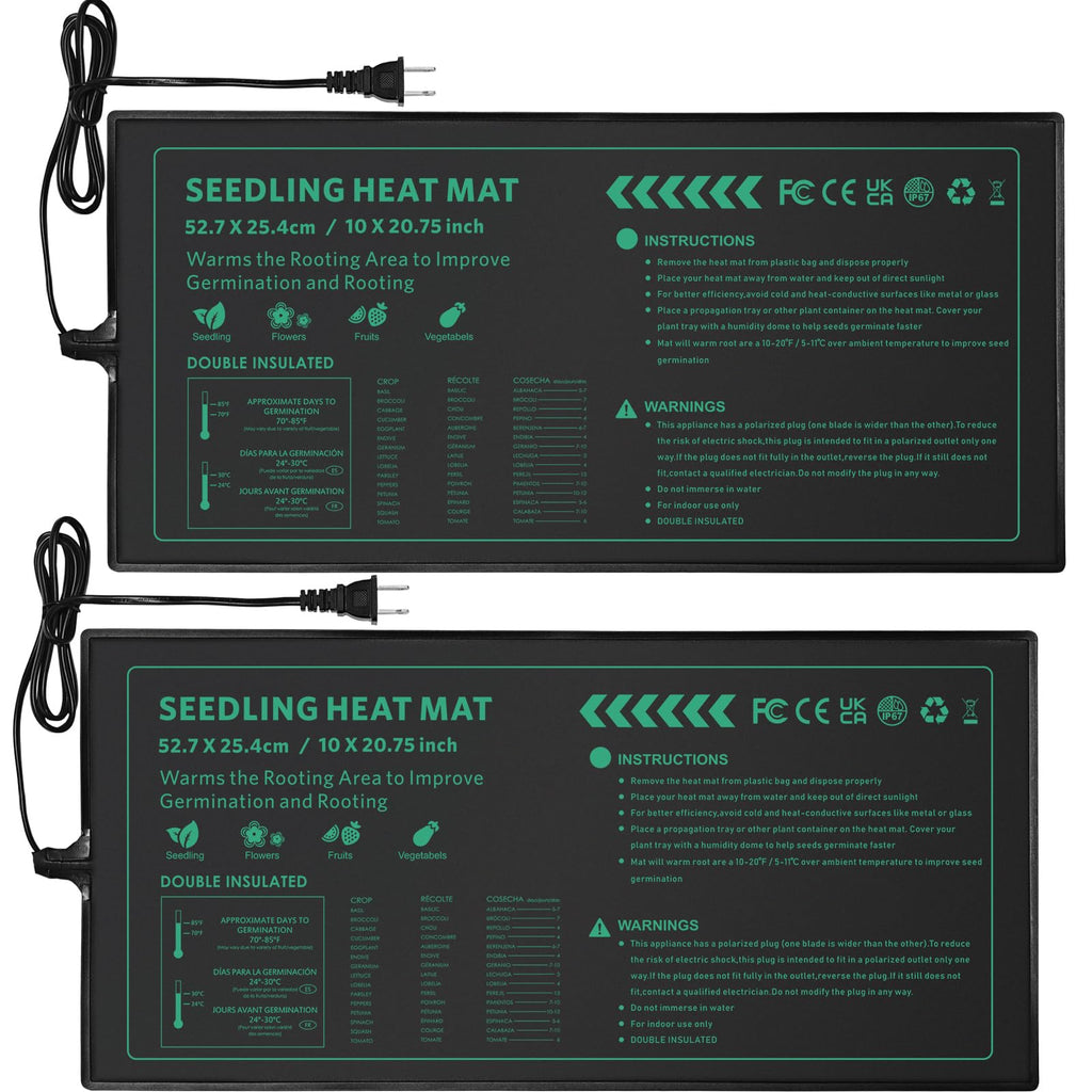PETZOOKA Seedling Heat Mat 2 Pack 10"x 20.75" Durable Waterproof Plant Heating Pad for Germination, Indoor Gardening, Greenhouse