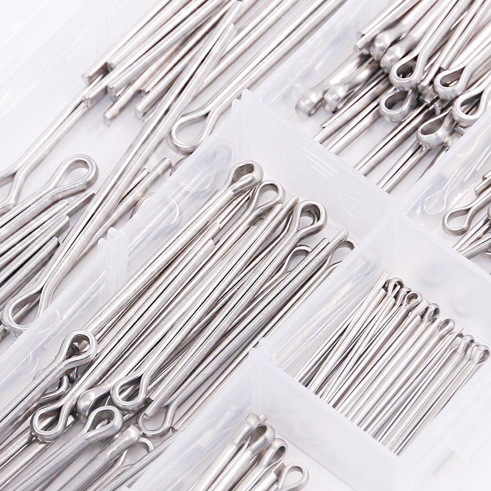 Glarks 150Pcs 304 Stainless Steel Cotter Pin Clip Key Fastner Fitting Assortment Kit