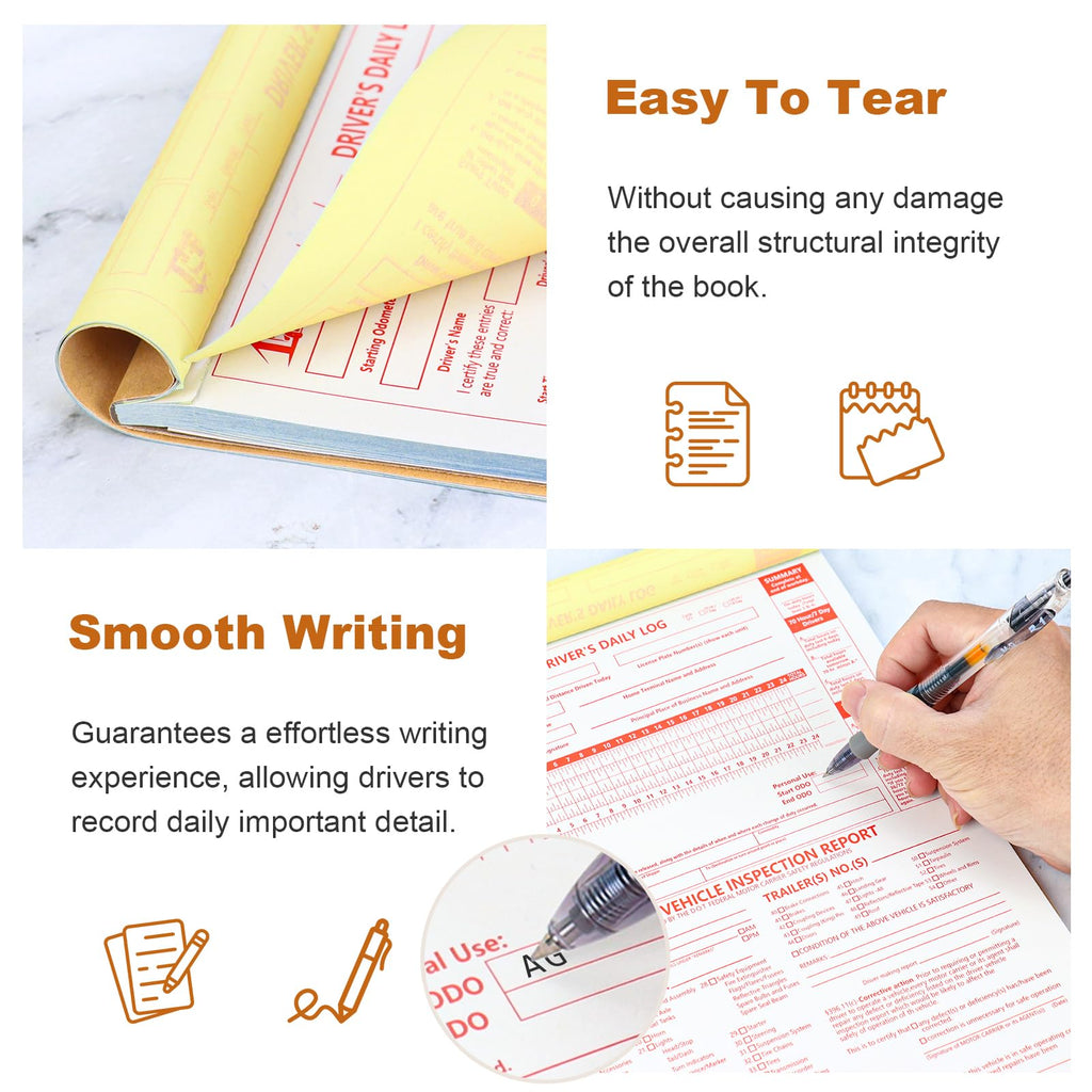 70 Sheets 2-in-1 Driver Vehicle Inspection Report Book 8.5x11 inch Drivers Daily Log Book Large Pretrip Checklist Notebook for Truck Driver