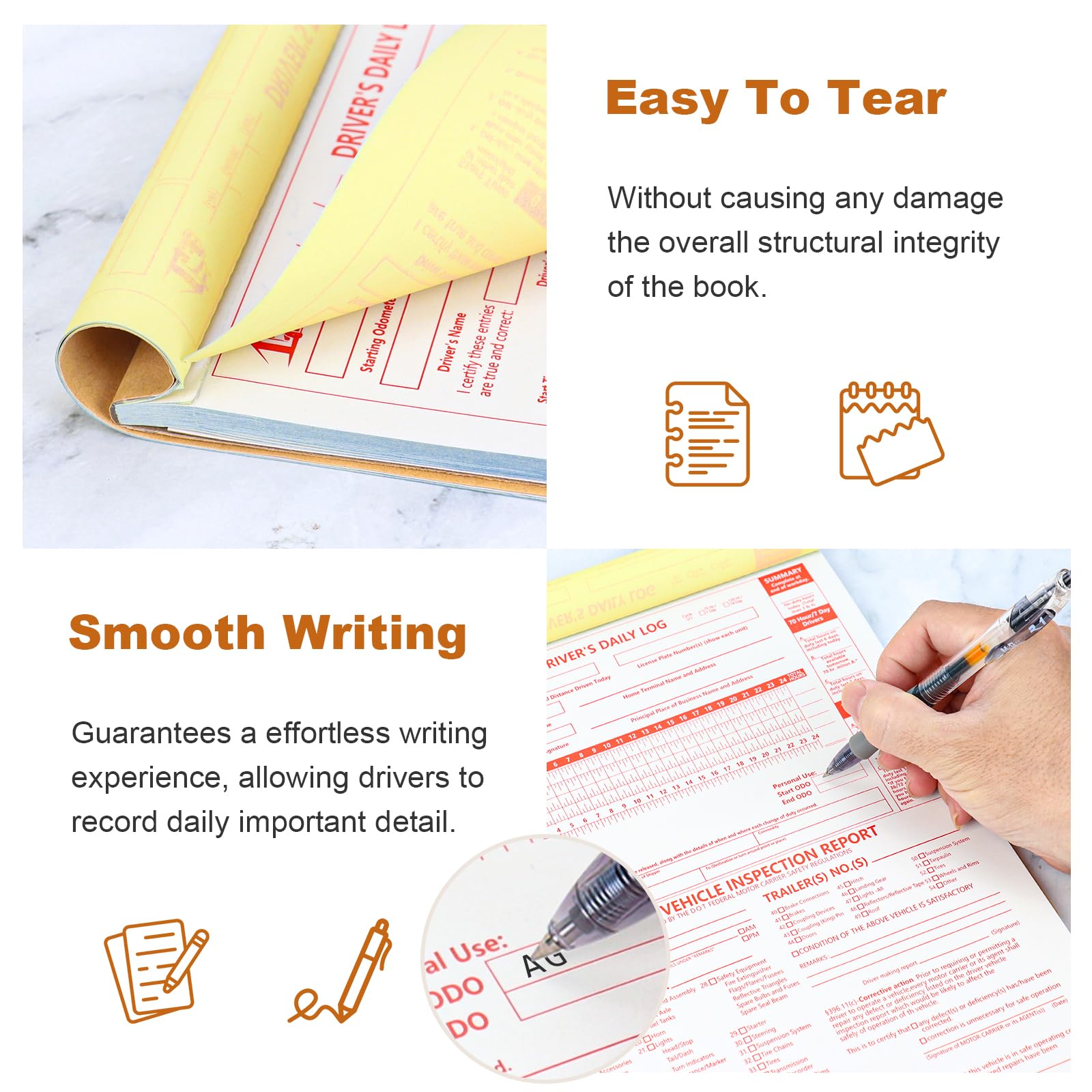 70 Sheets 2-in-1 Driver Vehicle Inspection Report Book 8.5x11 inch Drivers Daily Log Book Large Pretrip Checklist Notebook for Truck Driver