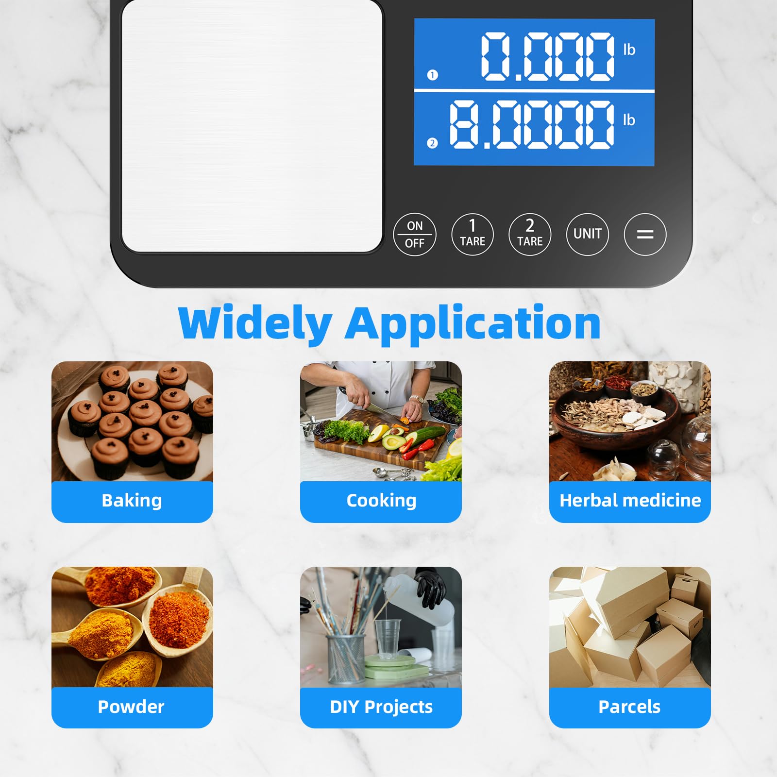 Dual Platform Kitchen Scale, [15kg/33lb-0.01g] Diyife High Precision Food Scale with LCD Display, Tare, Accumulation Function, Auto Off, 7 Units, Stainless Steel Cooking Scale for Food, Jewelry