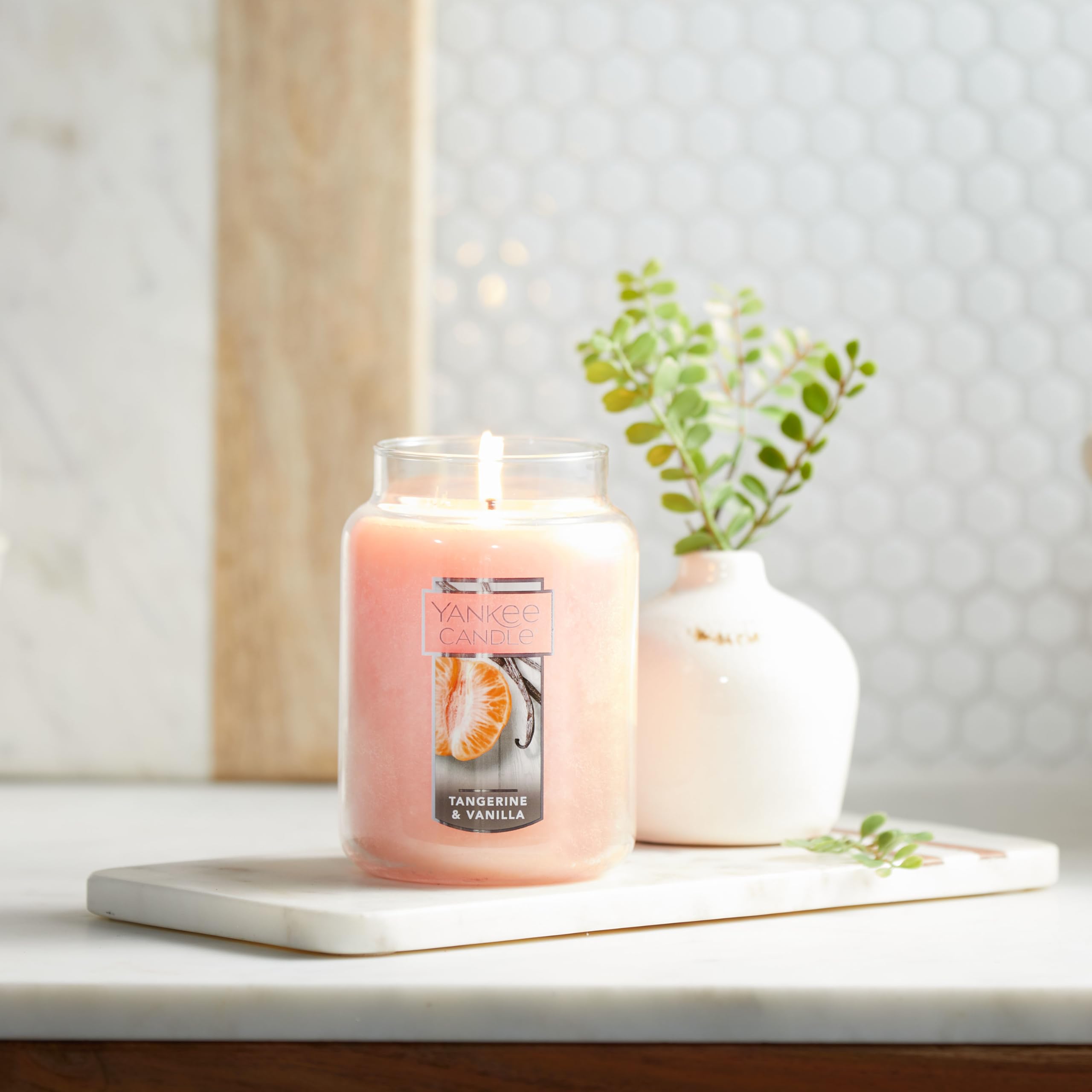 Yankee Candle Scented Candle, Tangerine Vanilla, Original Large Jar Candle, 110-150 Hours of Burn Time, 22 oz.