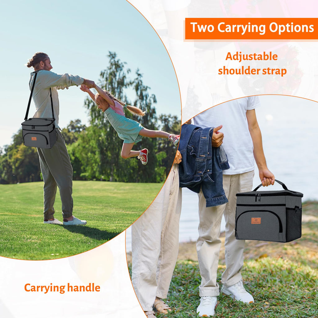 Adtefon Cooler Bag Insulated Large Soft Lunch Bag for Men Women,14L Waterproof Leakproof Portable Lunch Box for Work Office Beach Picnic