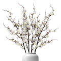 Betylifoy Artificial Plum Blossom Flowers 4Pcs Faux Silk Cherry Blossom 38" Long Stems Fake Plum Blossom Branches Artificial Silk Flower for Flowers Arrangement Wedding Home Table Decor (White, 4PCS)