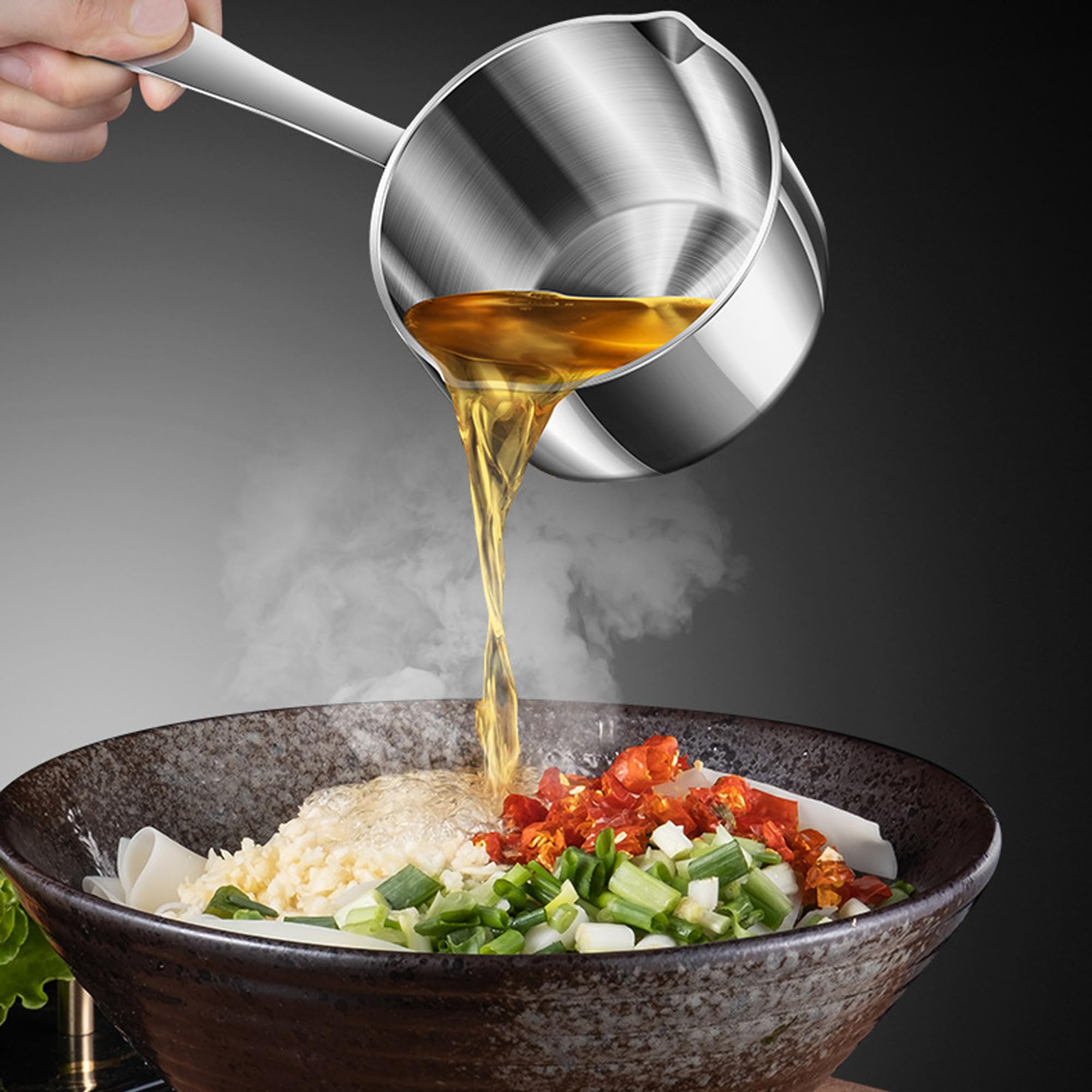 BOHK 0.3 Quart Small Stainless Steel Saucepan Nonstick Sauce Pan Handy Butter Warmer Pot with Pour Spout (300 ml)