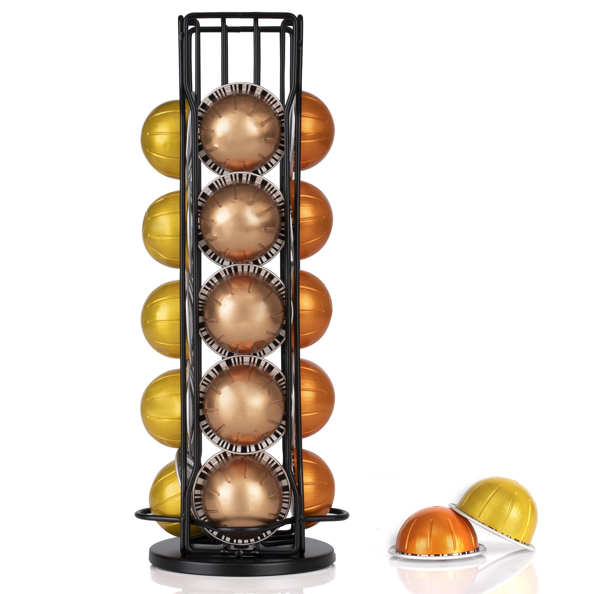 RECAPS Rotary Coffee Pods Holder Stand Compatible with Nespresso Vertuoline Capsules, Hold 20 Vertuo Coffee Pods Organizer with 360 Degree.
