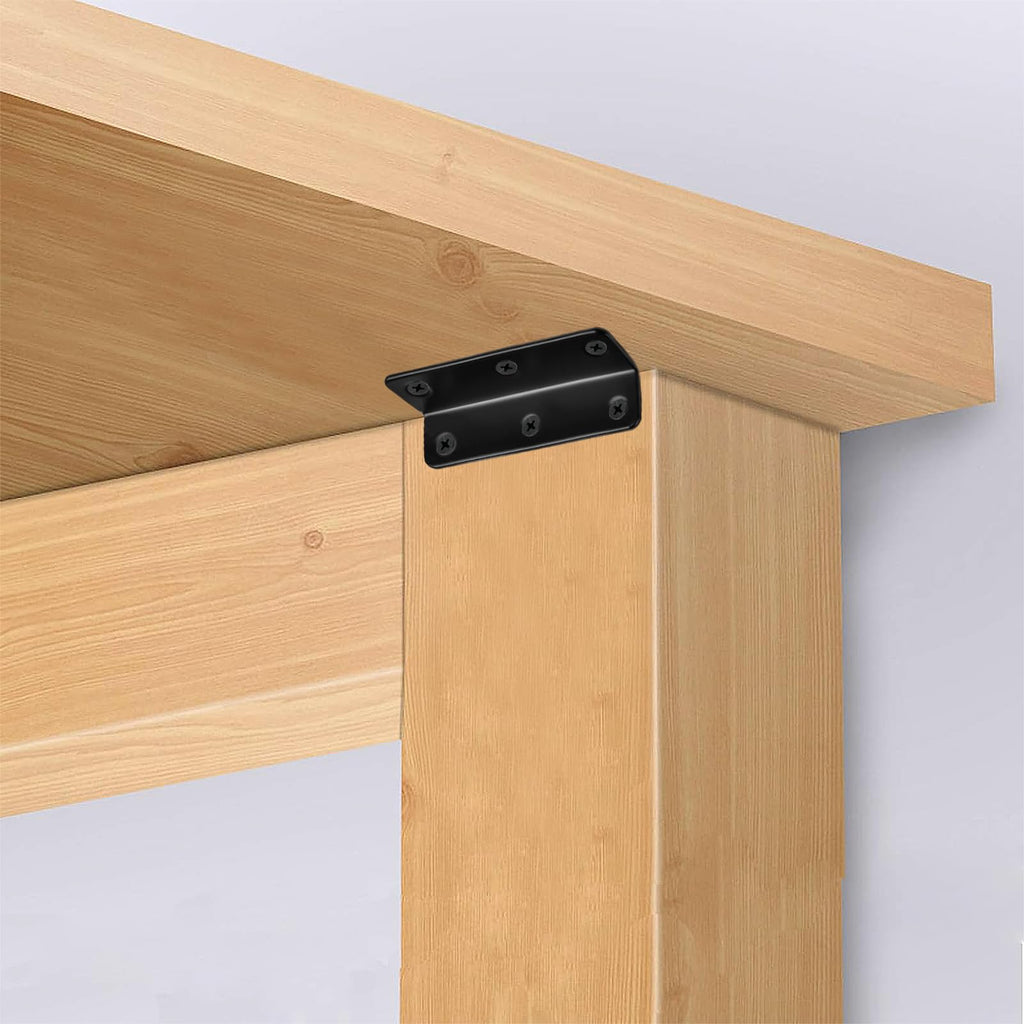 Worldity 15 Pcs Corner Brace, 3.15 x 0.78 Inch Black L Bracket, Stainless Steel Corner Bracket with 90 Pcs Screws, 90 Degree Black Angle Bracket for Wooden Furniture, Shelf, Bed, Desk, Chair