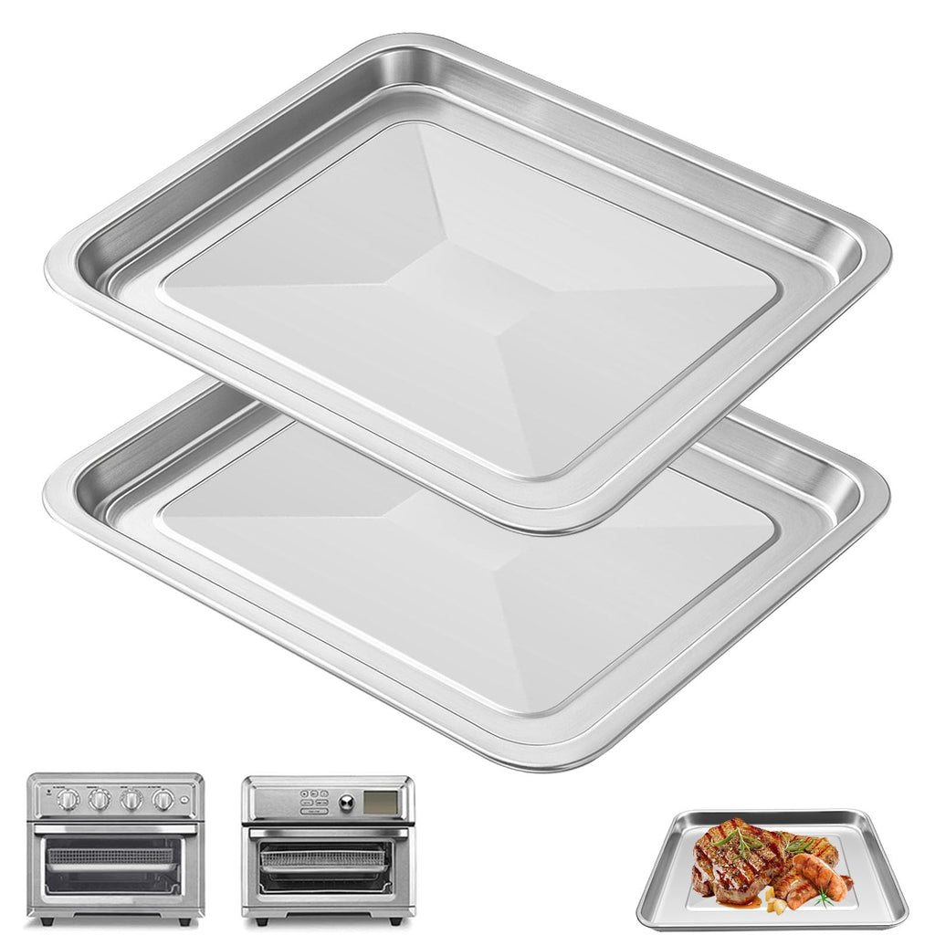 2PCS Air Fryer Replacement Parts for Cuisinart TOA-60 TOA-65 TOA-70 Toaster Convection Oven, 12 * 11'' Tray Replacement Steel Pan Toaster Oven Accessories Parts