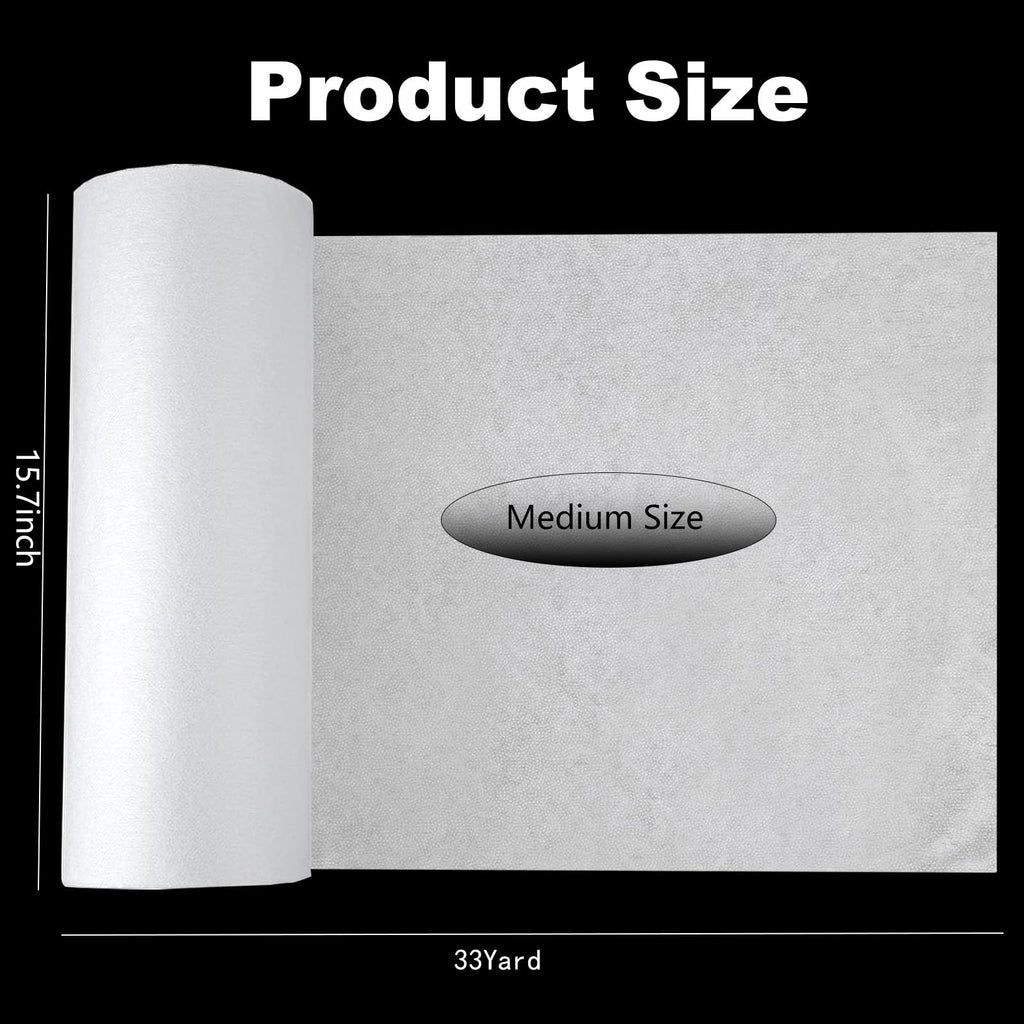 Medium Weight Iron-On Non-Woven Fusible Interfacing 15.7 Inch x 33 Yard, White Polyester Single-Sided Interfacing Fabric for Sewing, Quilting, DIY Crafts, Bags, Home Decoration (15.7 Inch x 33 Yard)