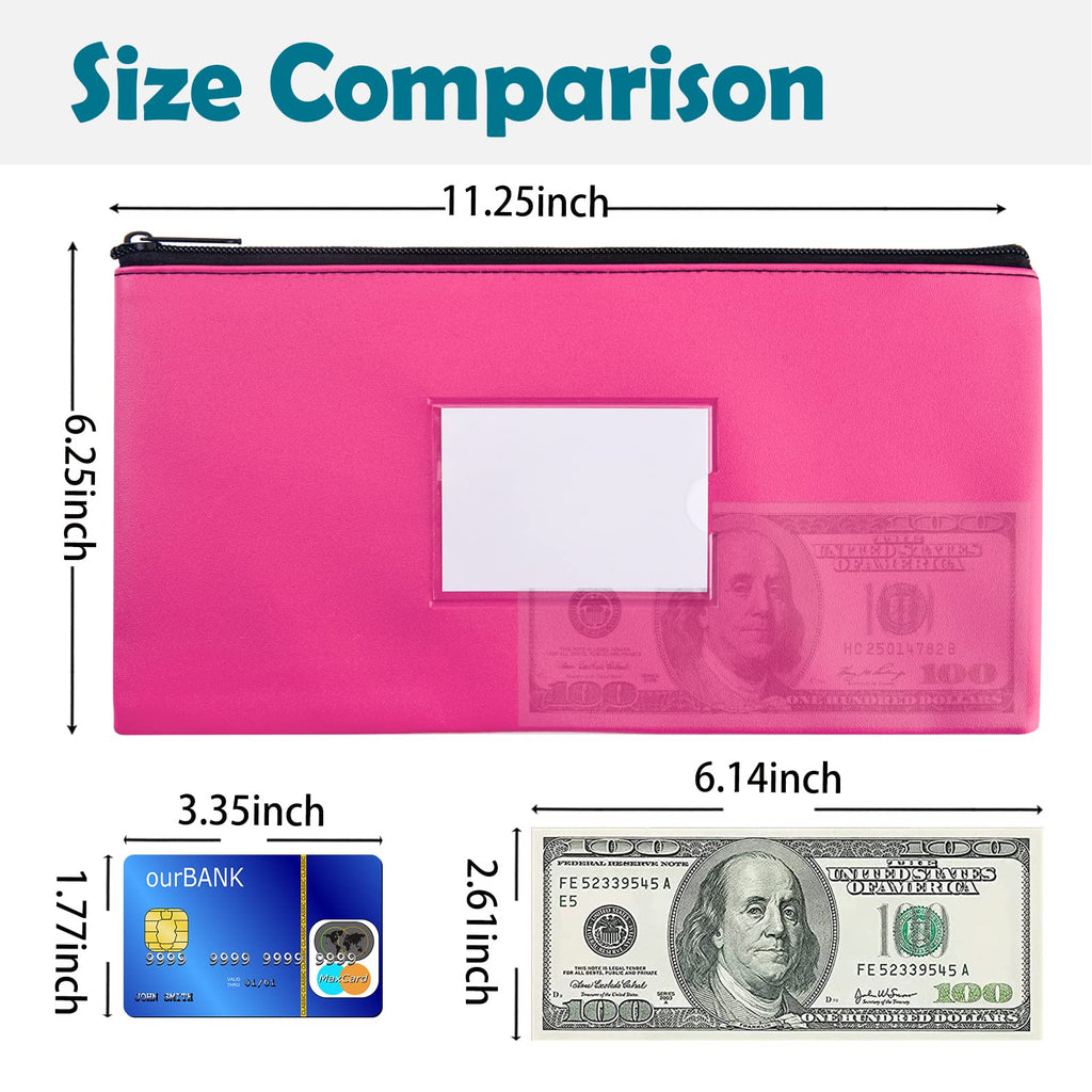 NICKANG 7 Pack Money Bag with Zipper for Cash | 11.25" x 6.25" | 7Colors for 7Day | Bank Deposit Bags with Framed ID Window and 7 Blank Cards, Cash Pouches, Cash Register bag.
