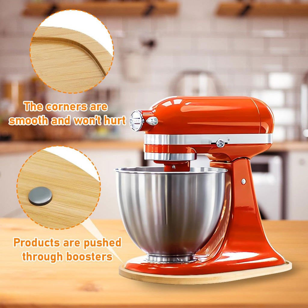 Vikarland Bamboo Mixer Slider for KitchenAid 4.5-5 Qt Tilt Head Stand Mixer Moving Tray Slide Mat for KitchenAid Artist Stand Mixer Attachments Sliding Tray