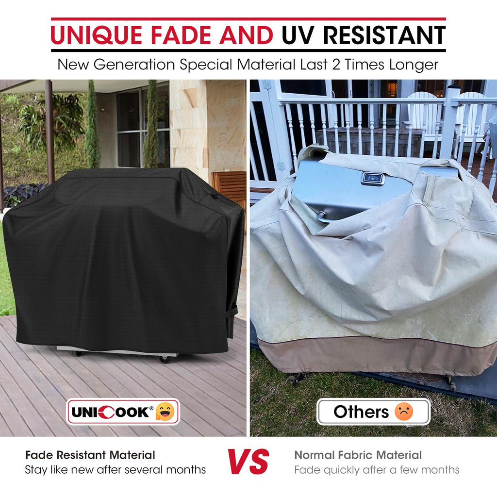 Unicook 60 Inch BBQ Cover for Outdoor Grill, Unique UV Resistant Waterproof Vinyl with Polyester Lining, Durable BBQ Grill Cover for Weber Char-Broil Nexgrill and More Grills, Basic Version