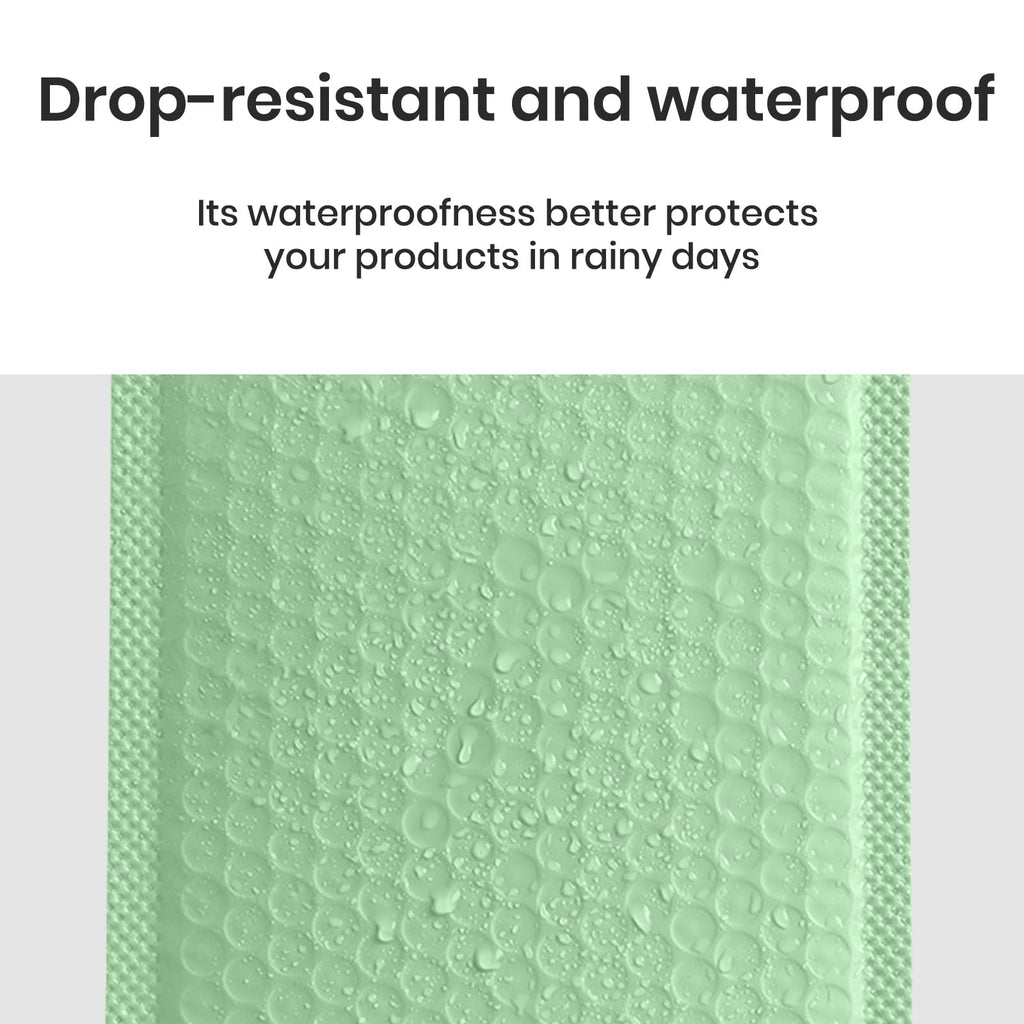 Bubble Mailers Waterproof 5 x 8 inches 50pcs Shipping Envelopes Multicolors Padded Envelopes Self Seal Adhesive (Pale Green, 5''x8'')