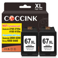 COCCINK 67XL 67XL for HP Ink Cartridges Black for Deskjet 2842e 2855e 2855 2800e 2827e 2852e 4200e 4255e 4252e Envy 6000 6055e 6400 6455e Printers for HP 67 Black HP 67XL Printer Ink Black (2 Black)