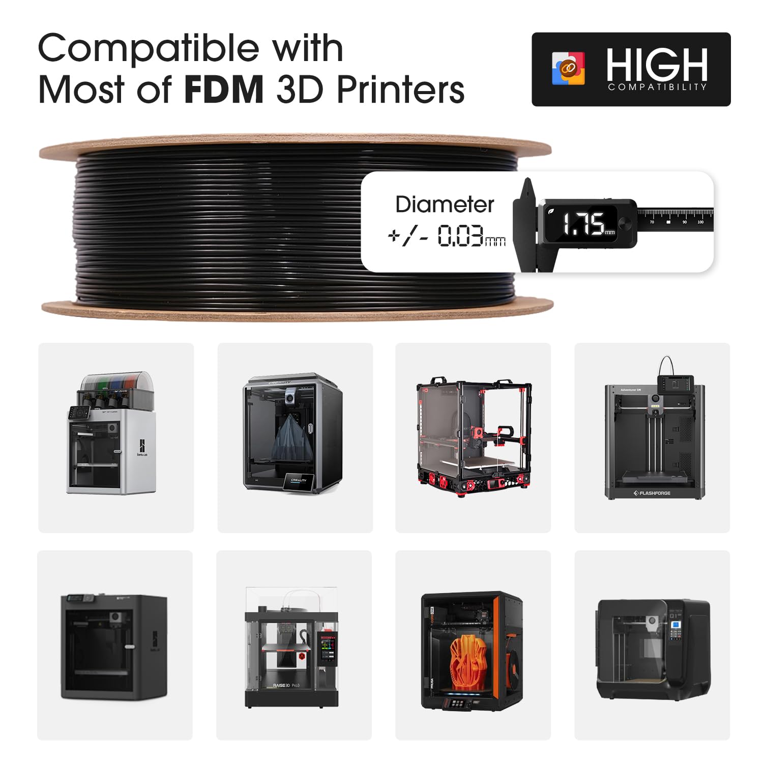 eSUN PLA Plus Filament 1.75mm, PLA Pro PLA+ 3D Printer Filament, Dimensional Accuracy +/- 0.03mm, 2.2 LBS (1KG) Spool 3D Printing Consumables for Most FDM 3D Printers, Black