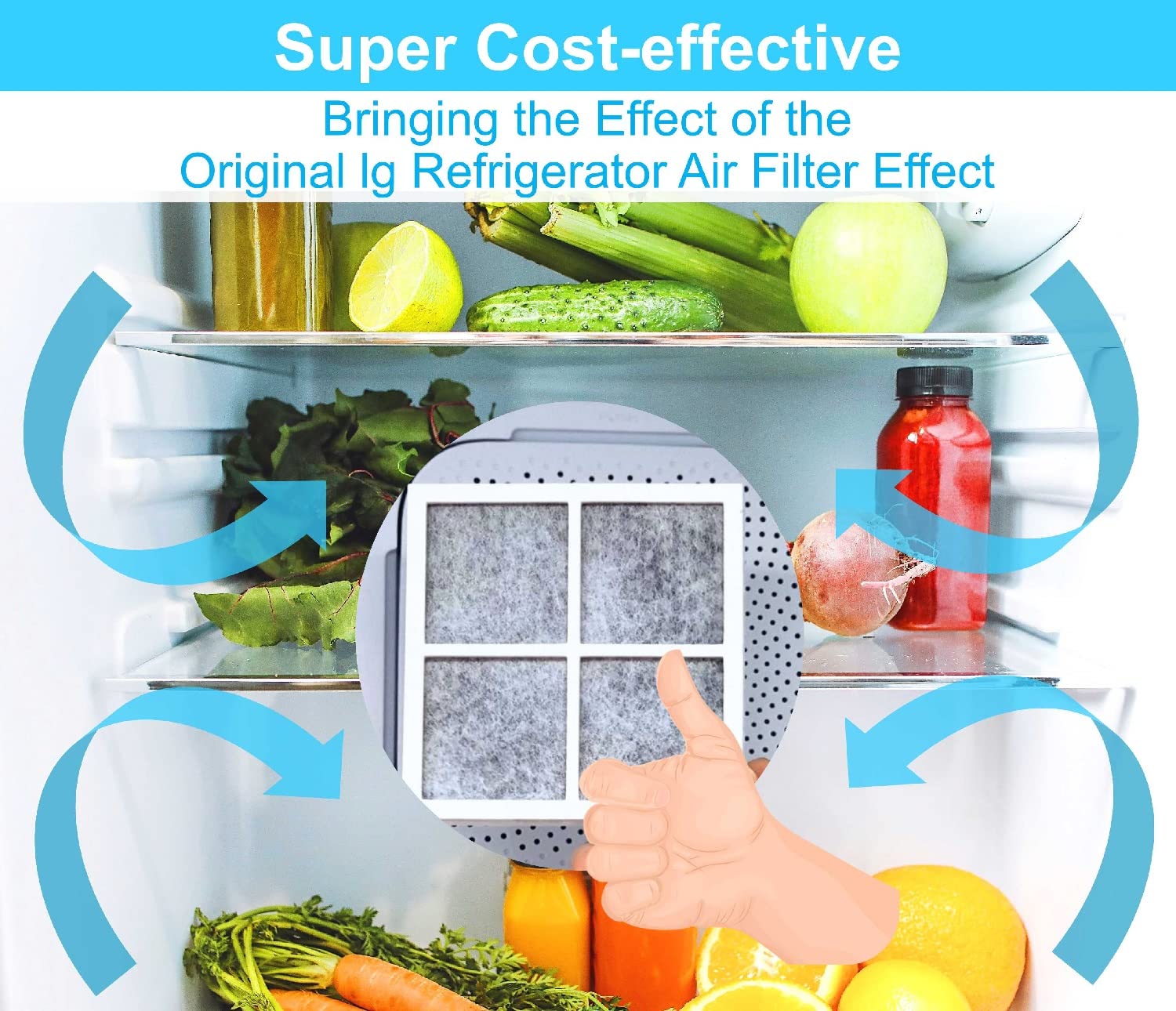 For LG Refrigerator Air Filter Replacement for LG LT120F, ADQ73214402, ADQ73214403, ADQ73214404, ADQ73334008, LMXS30776S and for Kenmore Elite 46-9918, 469918, for Fridge Air Filter (6 Count)
