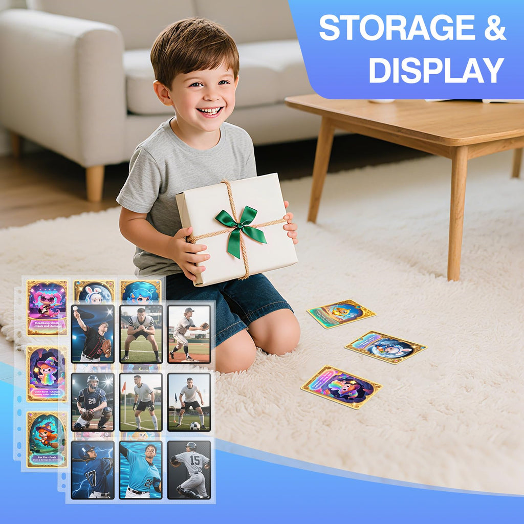 60 Pack 1080 Pockets Binder Card Sleeves Double-Sided 9 Pocket Trading Card Pages for 3 Ring Binder, Clear Plastic Pages Sleeves for Sport Cards, Business Cards, Game Cards, Photos