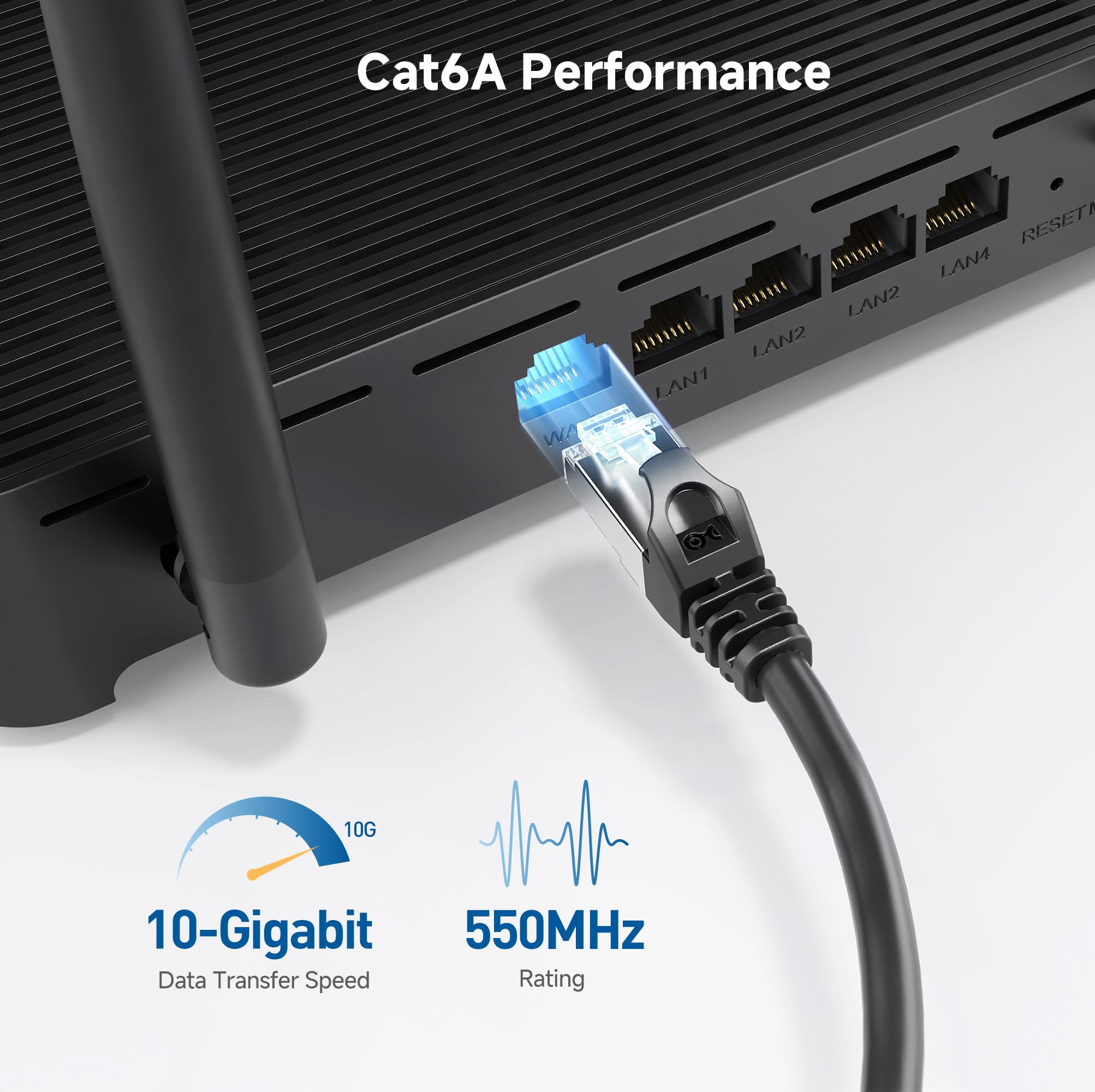 Cable Matters Snagless Shielded Cat6A Ethernet Cable 50 ft (SSTP, SFTP Shielded Ethernet Cable, Shielded Cat6 Cable, Cat 6 Shielded Network Cable) in Black