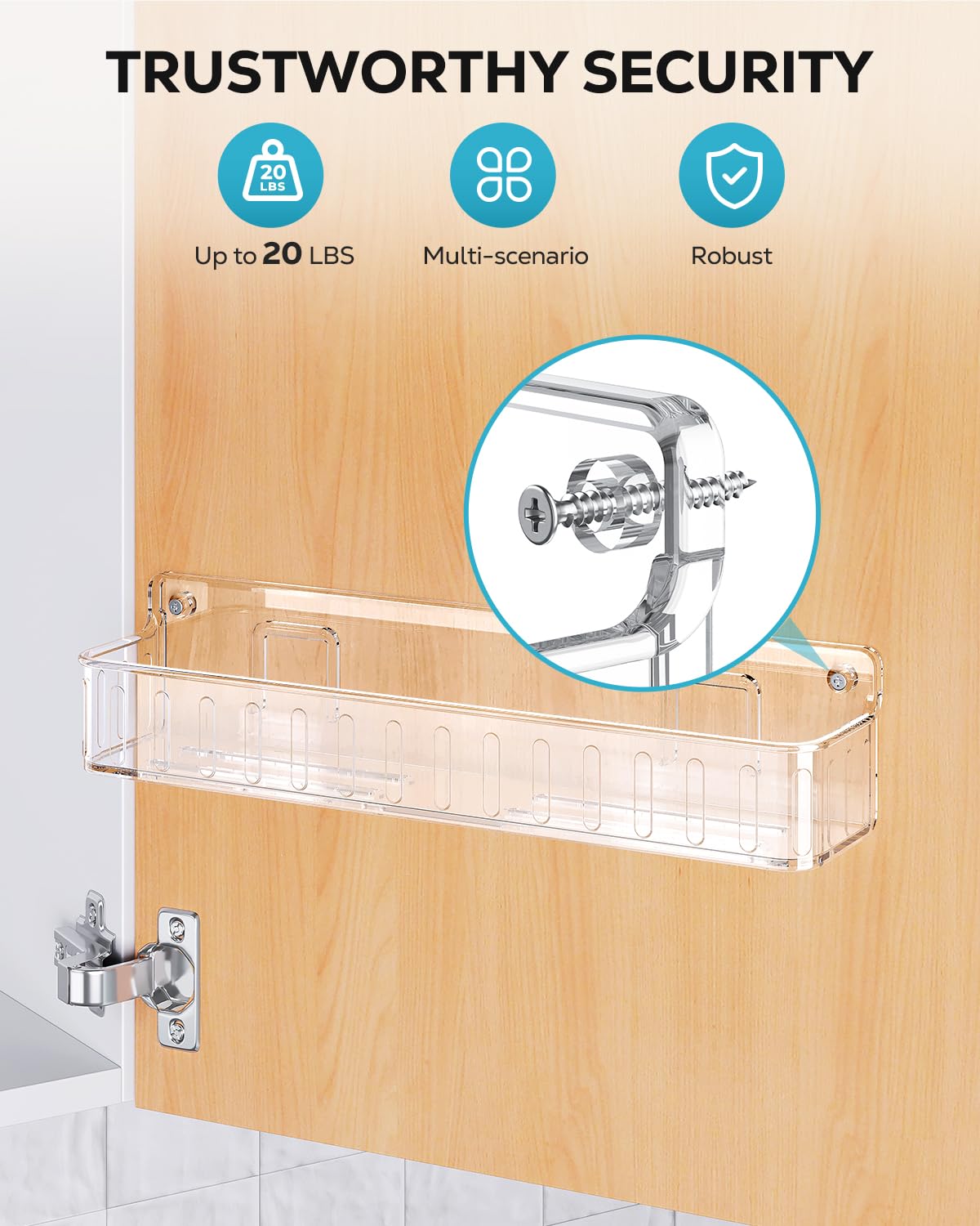 Nieifi Spice Rack Wall Mount, Spice Organizer for Spice Jars, Screw or Adhesive Hanging Spice Rack Organizer for Your Kitchen Cabinet or Pantry Door,4 Pack (Clear)