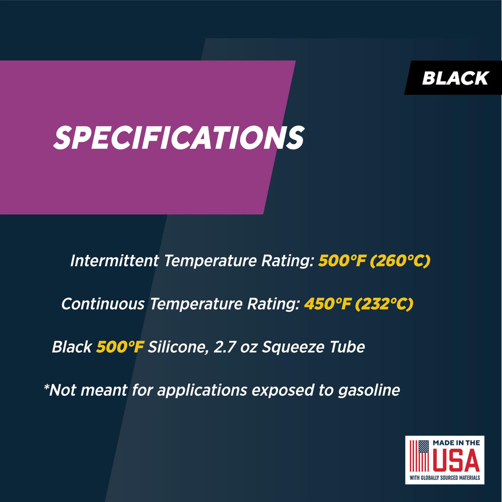 Rutland 500°RTV High Heat Silicone (Black) 2.7 Ounce Tube