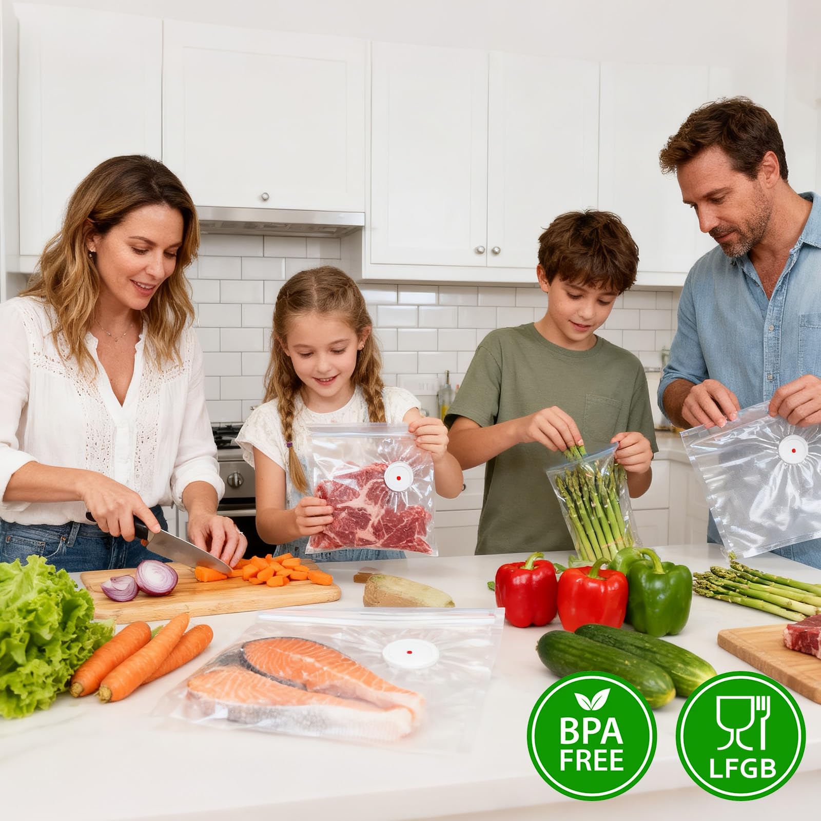 DOMIVIO 20 PCS Reusable Sous Vide Bags, 2 Quart Size 10.2" x 11" (26 x 28cm), BPA Free, Vacuum Sealer Zipper Bags for Cooking, Meal Prep, Freezer & Food Storage, Air Valve & Leak-Proof Design