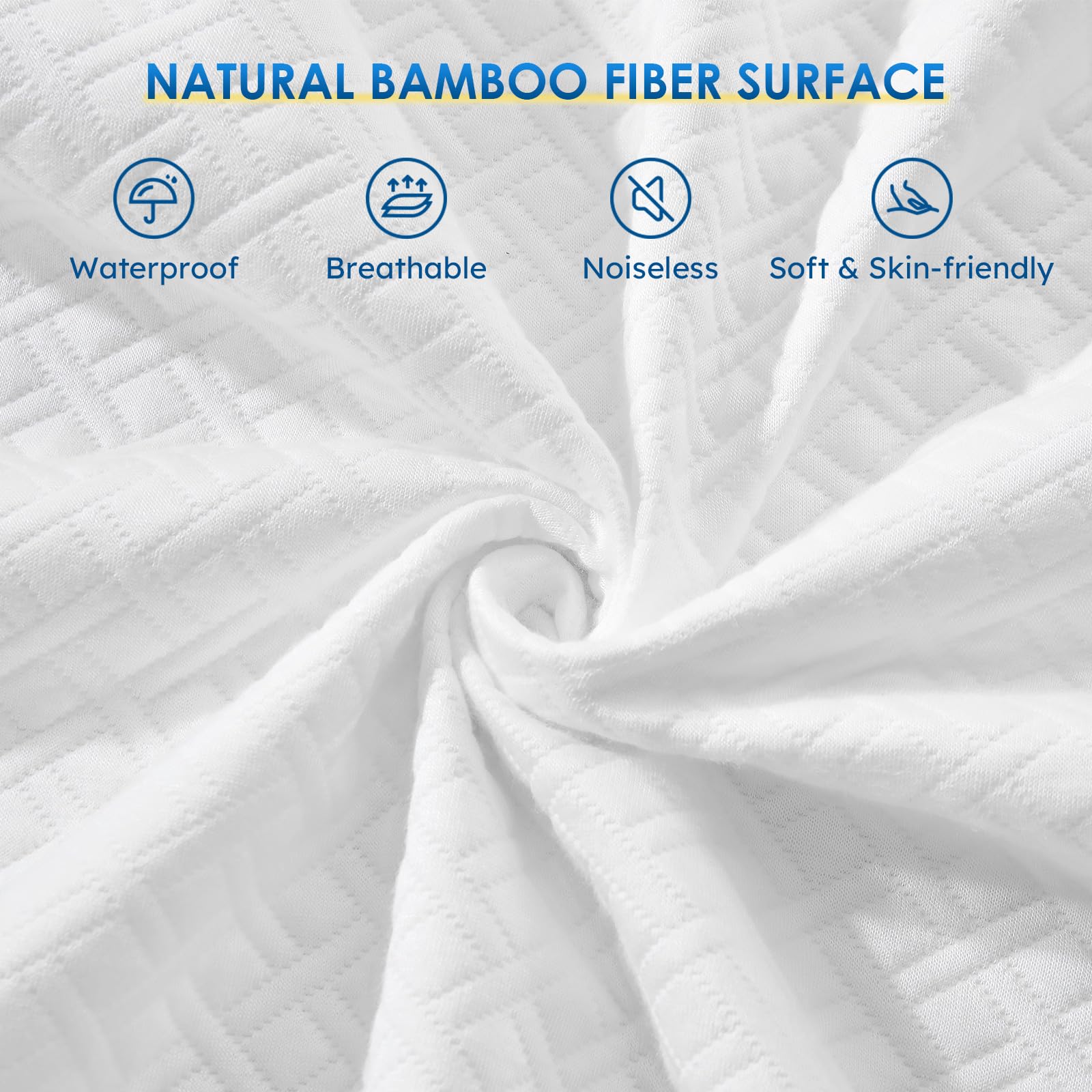 Cozymaker 100% Waterproof King Size Mattress Protector, Breathable Cooling Viscose Made from Bamboo Mattress Cover Fit 8-21'' Deep Pocket, Smooth Soft Noiseless Mattress Pad Machine Washable