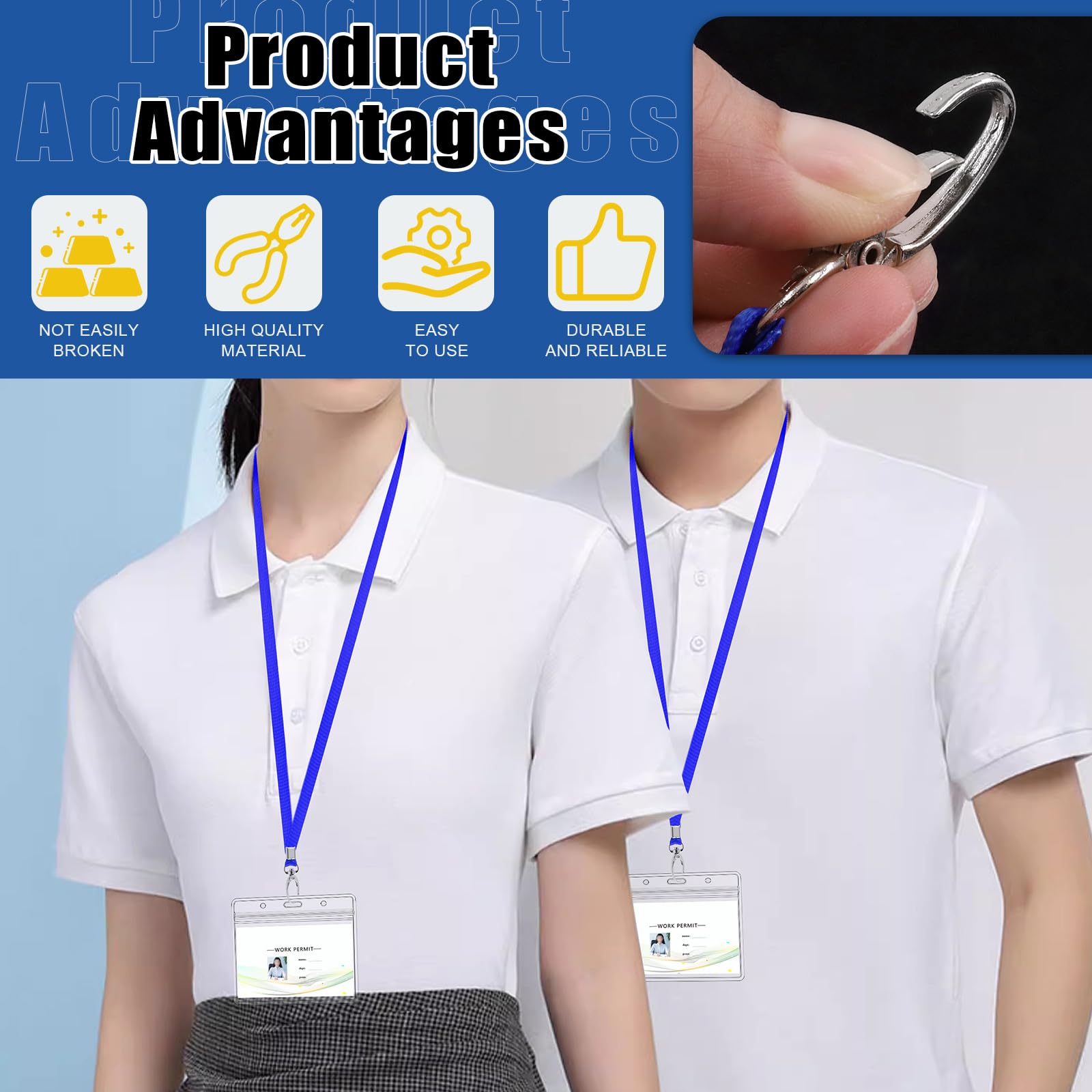 Glarks 50Pcs Lanyards Bulk Black Lanyard Flat Nylon Clip Swivel Hooks ID Badges Lanyard with Clip for Office ID Badges Key Chains