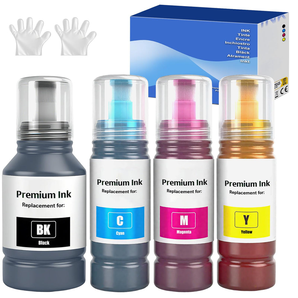 Replacement for Epson E502 Ink Refill Bottles for ET-3943 ET-4950 ET-2980 ET-3930 ET-2850 ET-4850 ET-3850 ET-3760 ET2760 ET2750 ET-4760 ST-4000 ST-2000 ET-3710 ET-3750 ET4750 ET2700 Printer(BK C M Y)