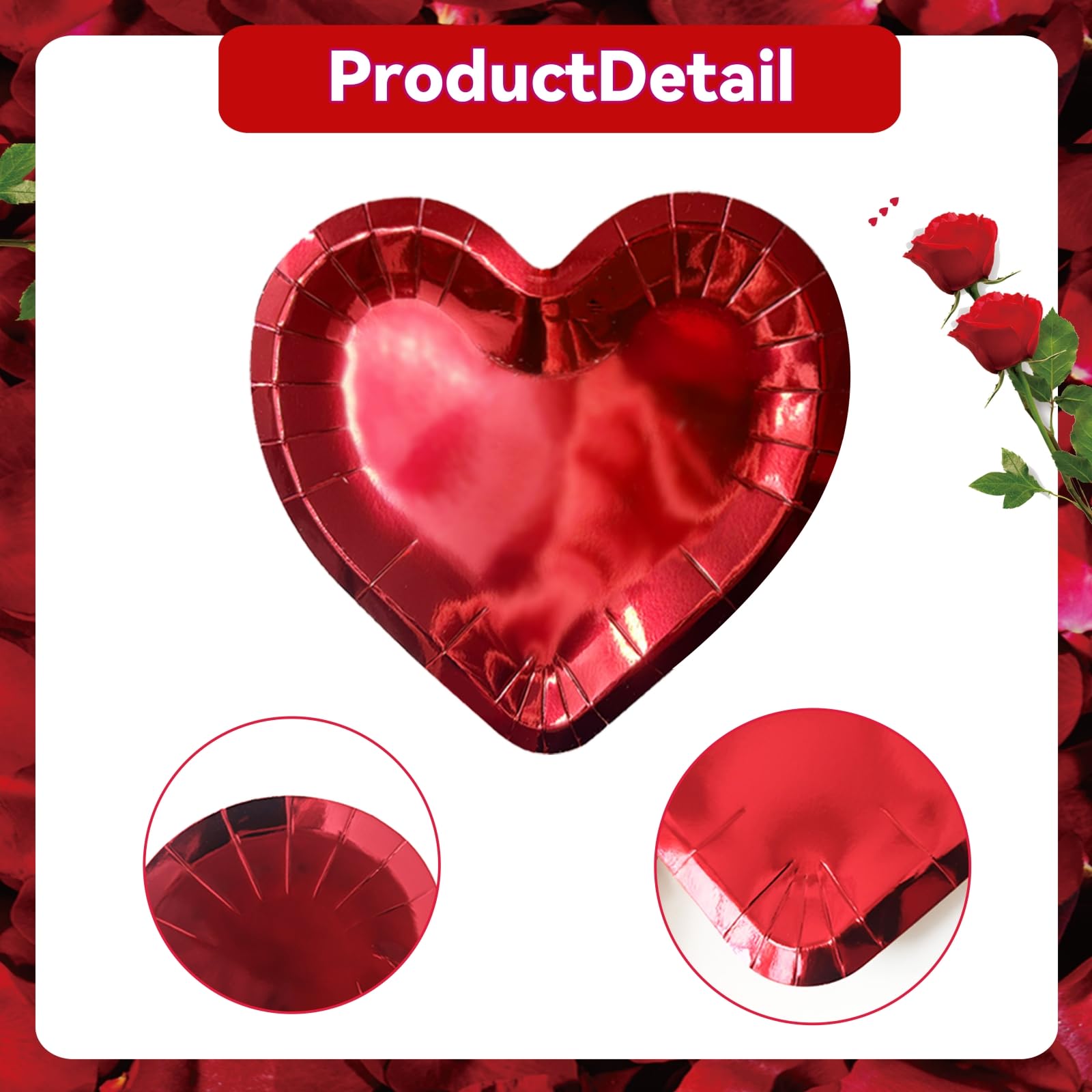 SINGOMON 40PCS Red Heart Plates Red Paper Plates Disposable Plates Red Plates Dessert Plates Love Plates Party Plates Red Tableware Set for Valentine's Day Anniversary Birthday Wedding Party Plates