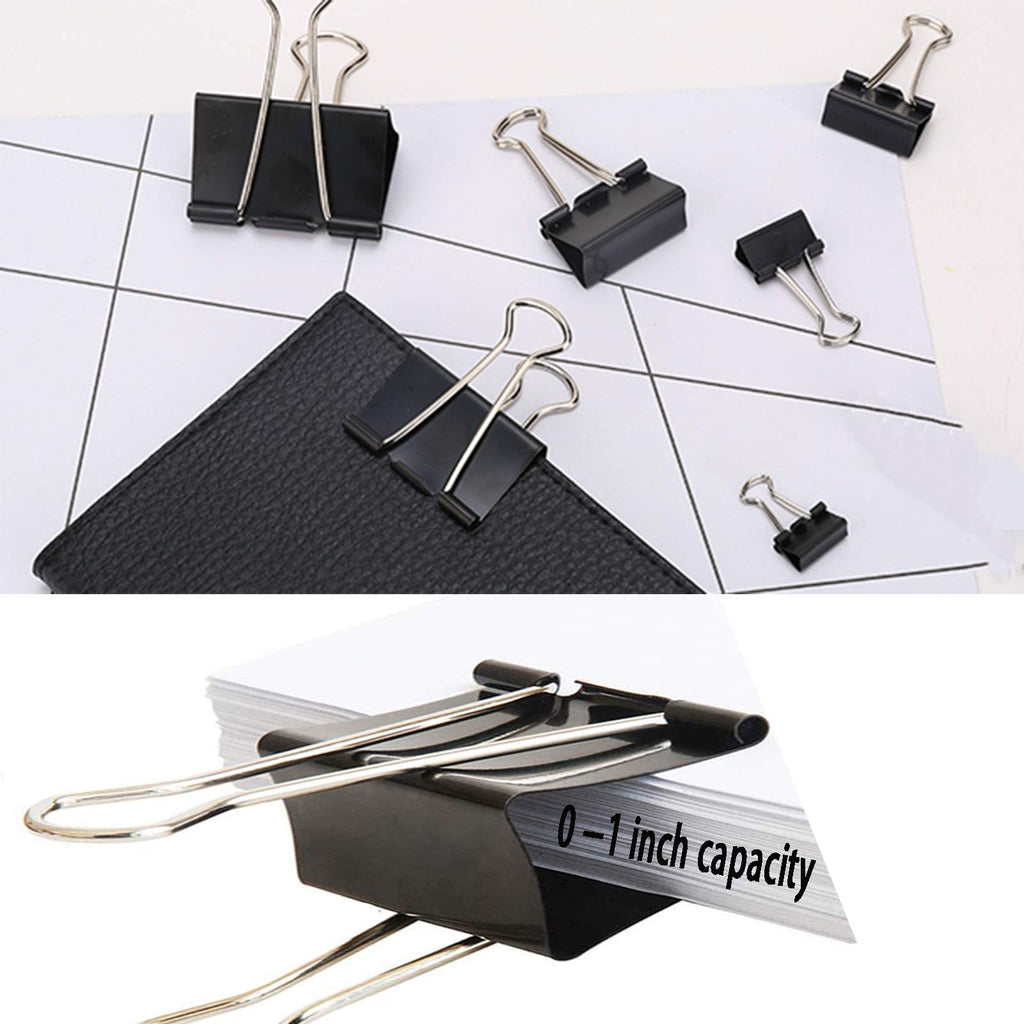 Binder Clips Paper Clamps Assorted Sizes 200 Count (Black), Jumbo, Large, Medium, Small, Mini and Micro,6 Sizes for Office, School and Home