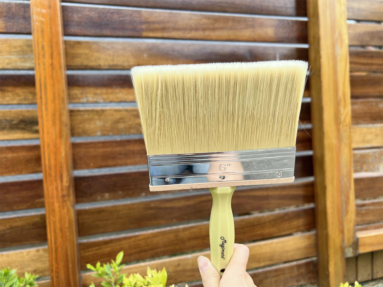 6 Inch Extra-Wide Paint Brush Large Block Stain Brushes Household Bristle Paint Brush for Walls, Dusting, Limewash, Wood Deck and Fence Stain Applicator by Magimate