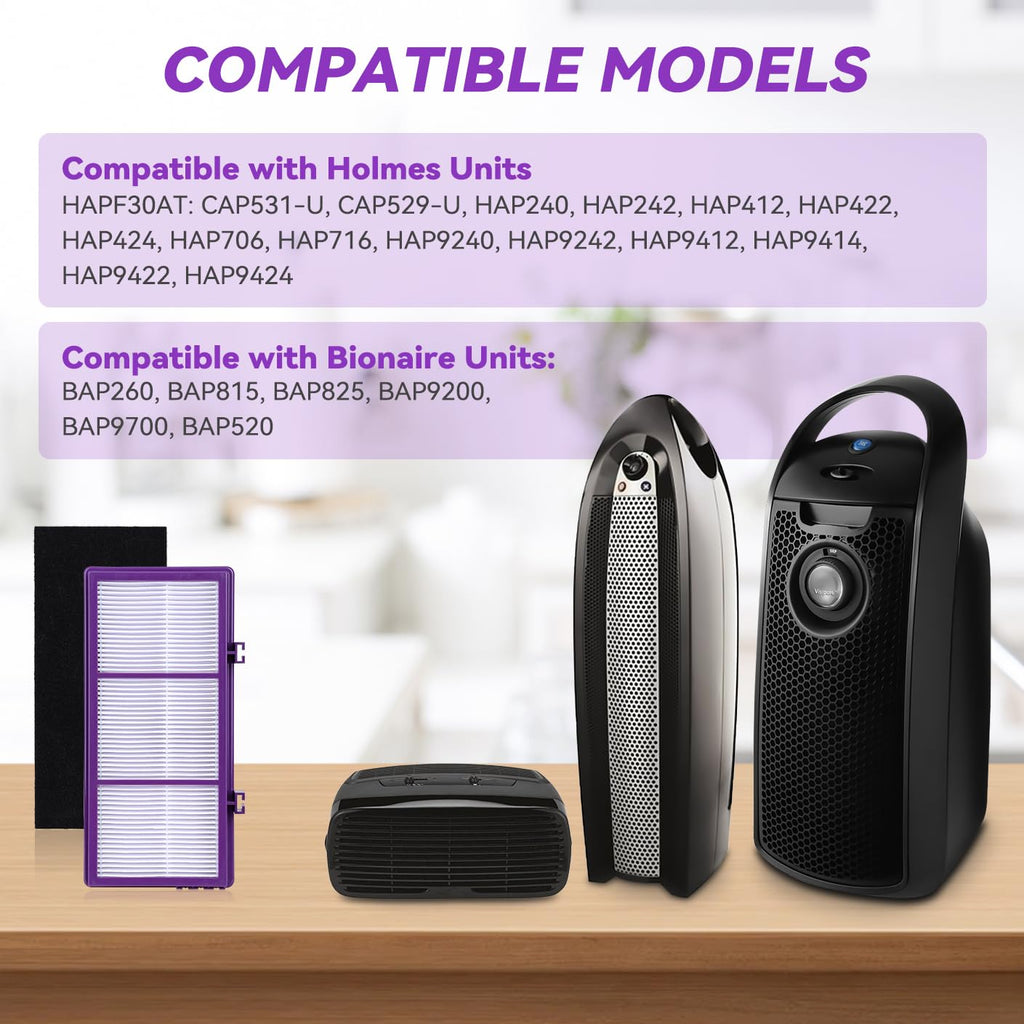 HAPF300AP Filter Compatible with Holmes AER1 HAPF300AP-U4 and Bionaire Air Filters: 3 HEPA + 9 Carbon Booster Filters £¨Purple)