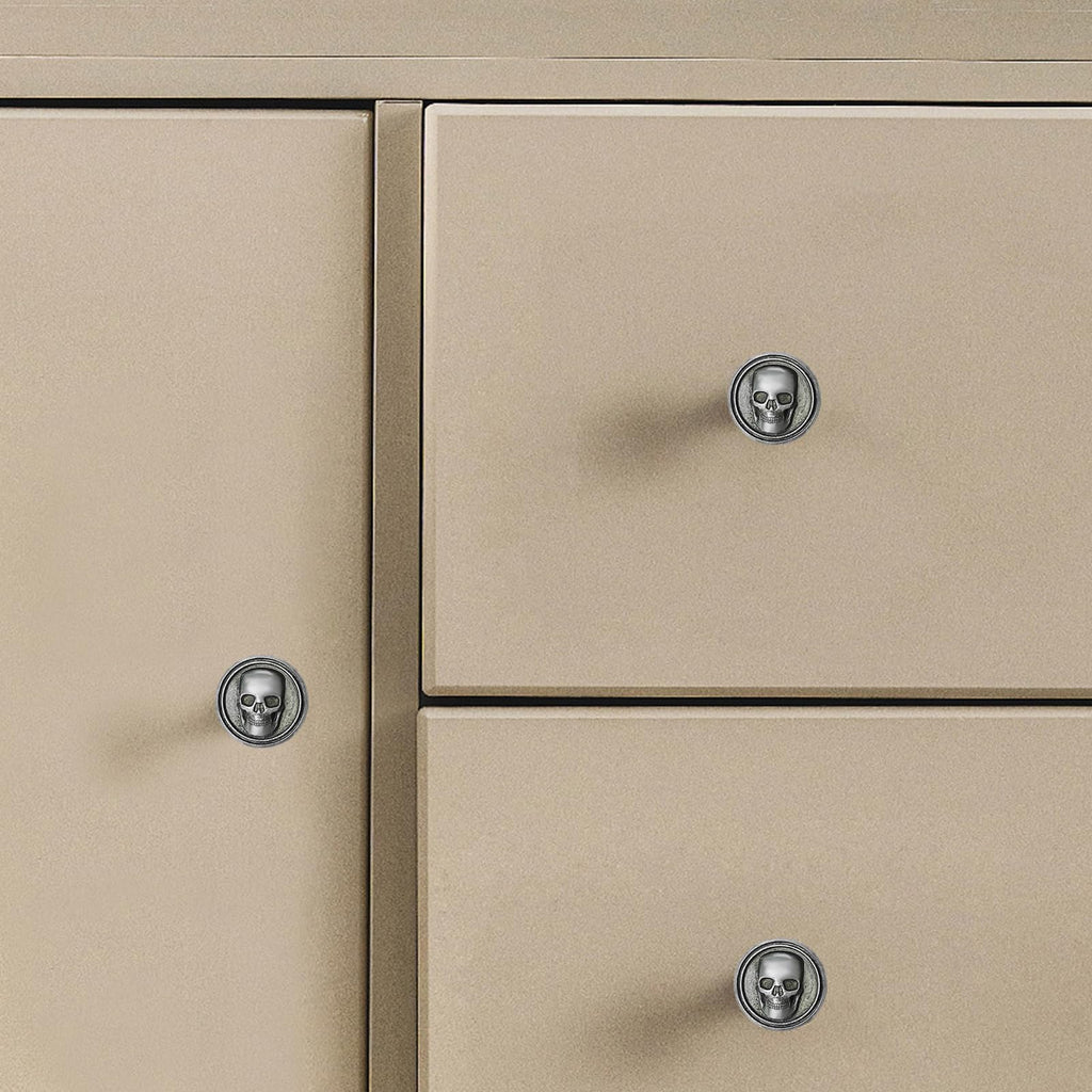 BAMI-LEE House 6PCS Vintage Skull Knob Skull Skeleton Cabinets Knobs Single Hole Cabinets Pulls Zinc Alloy Skull Drawer Knobs for Kitchen Drawer, Wardrobes, Bookcases, Dresser, Closets (Ancient tin)