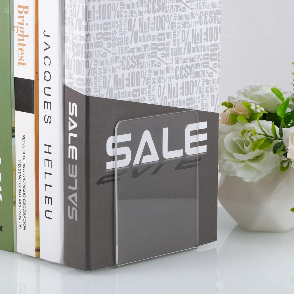 JIANTA 4 Pairs Acrylic Book Ends, Clear Acrylic Bookends for Book Shelves, Plastic Book Ends Desktop Book Organizer Decoration Gift Stationery Supplies for School Office Library