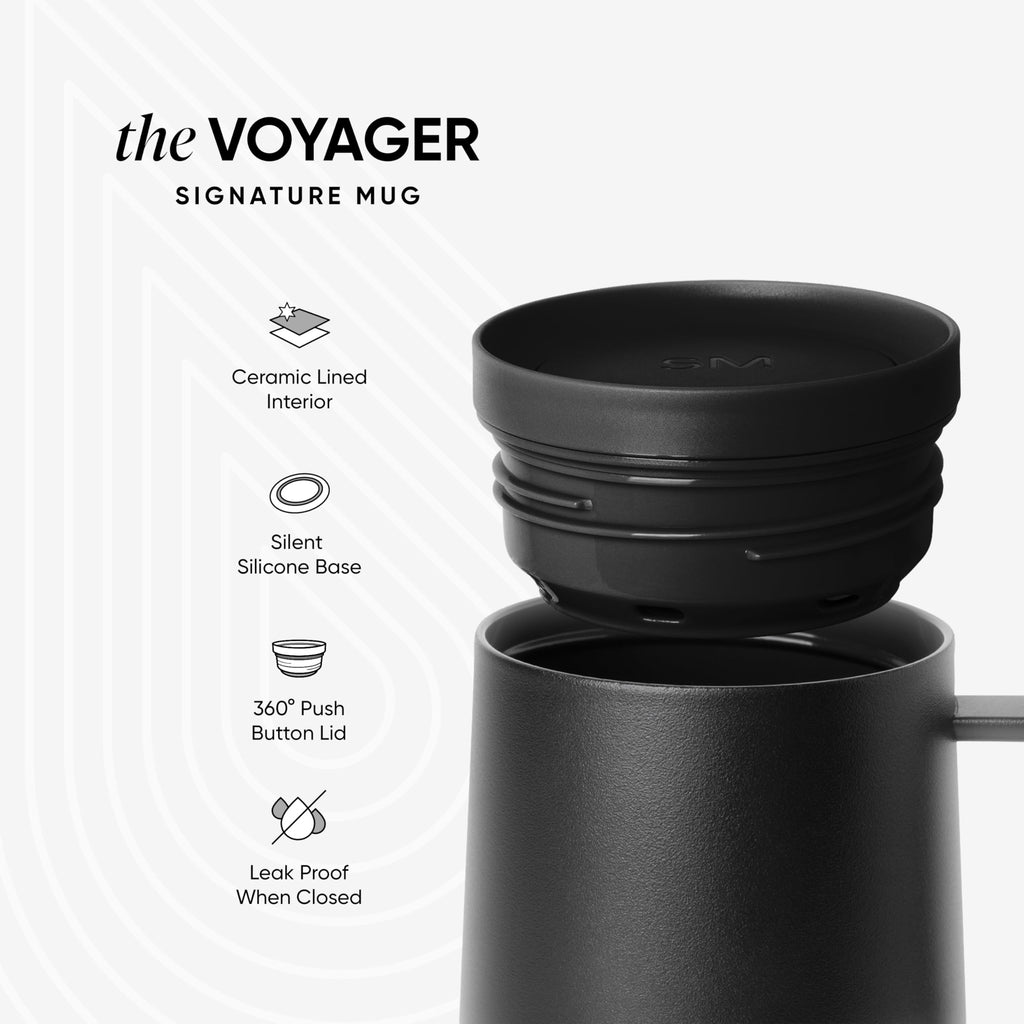 Simple Modern Travel Coffee Mug with Handle | Insulated Stainless Steel Coffee Tumbler Tea Cup | Gifts for Women & Men | Voyager Collection | 12oz | Almond Birch