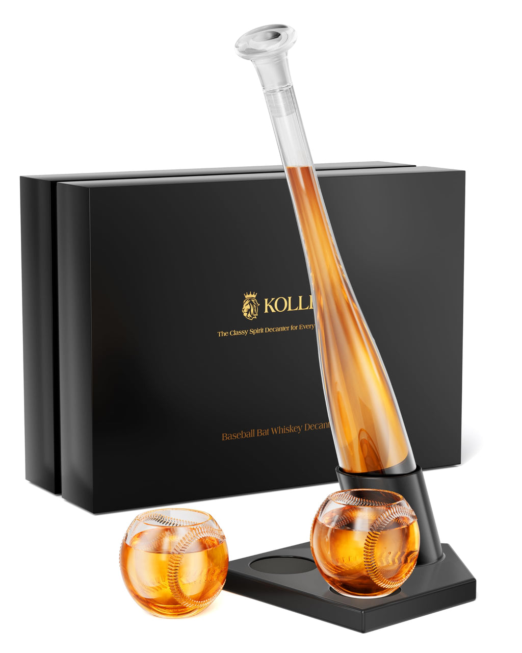 Baseball Gifts for Men, Kollea Whiskey Decanter Sets for Men, 20Oz Baseball Bat Decanter Set with 2 Glasses, Unique Christmas Birthday Gift for Men Him Brother Guys Boyfriend Coach, for Liquor Tequila