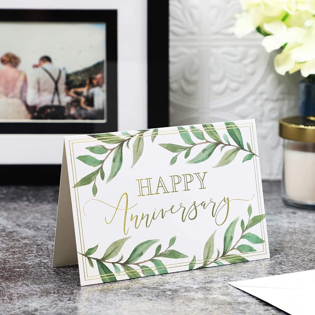 Happy Anniversary Cards with 6 Gold Foil Designs and Envelopes (4 x 6 in, 48 Pk)