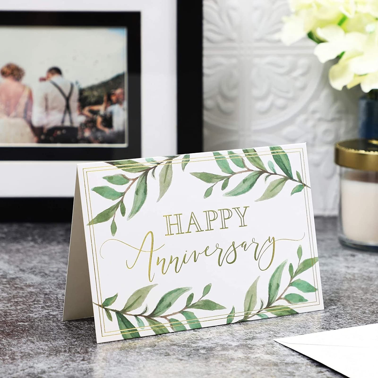 Happy Anniversary Cards with 6 Gold Foil Designs and Envelopes (4 x 6 in, 48 Pk)