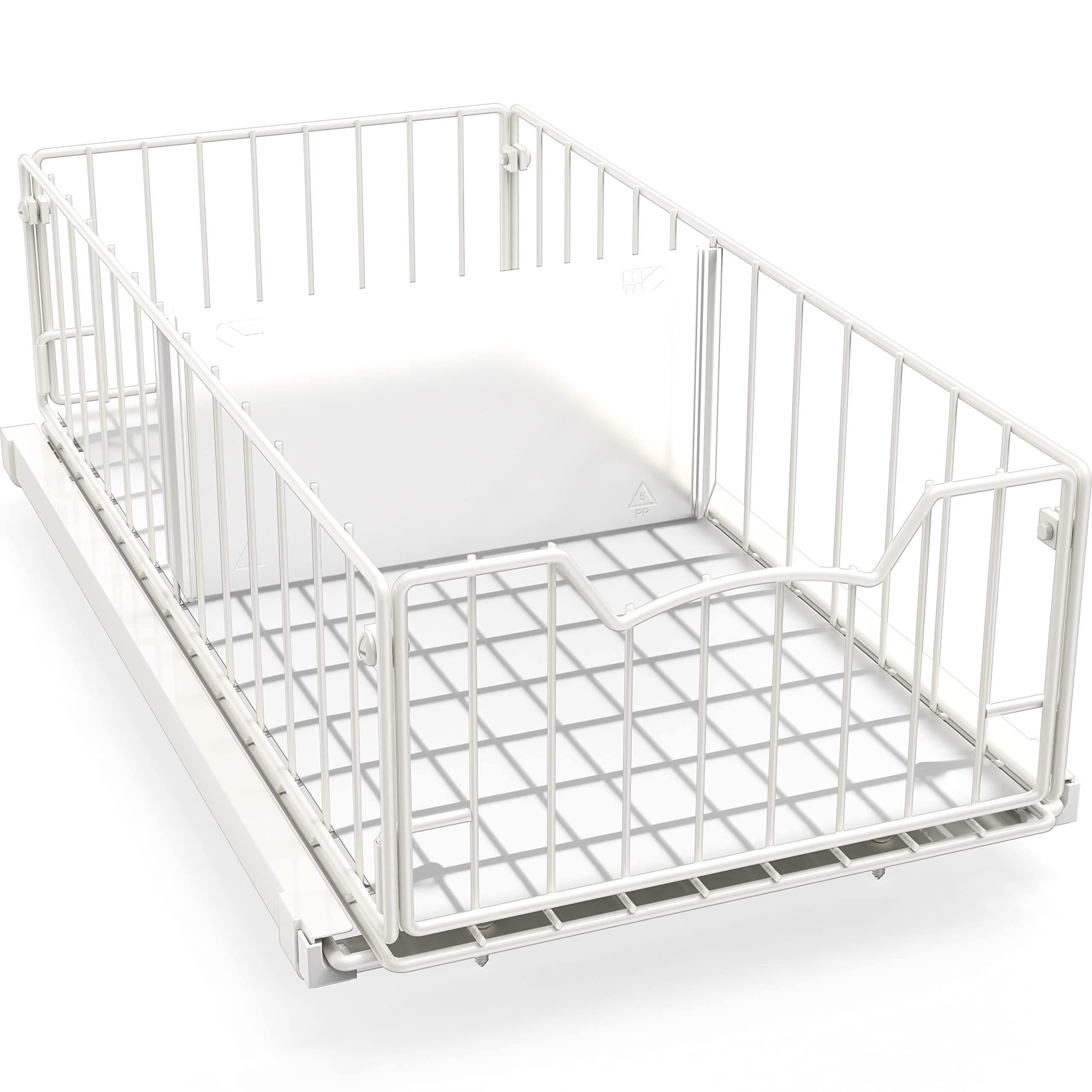 Simple Houseware Pull Out Sliding Basket Cabinet Drawer Organizer for Cupboard Storage, White