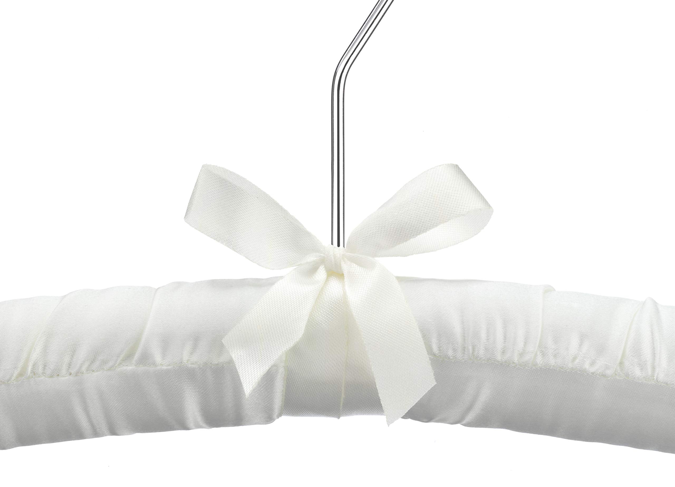 Whitmor 6114-48-C Satin and Brass Collection Set of 8 Satin Padded Hangers, Bone
