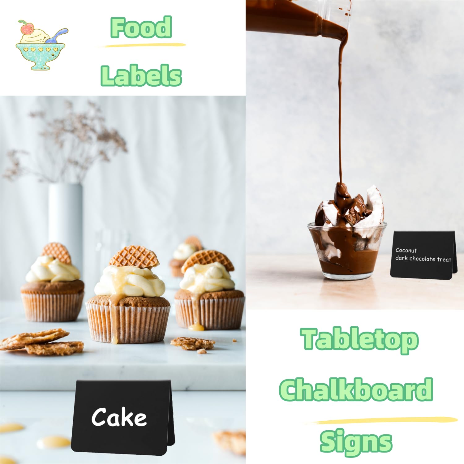 20PCS Mini Chalkboard Food Labels for Party Buffet Display - Small Price Display Signs, Reusable Catering Reserved Table Tags, Line Labels