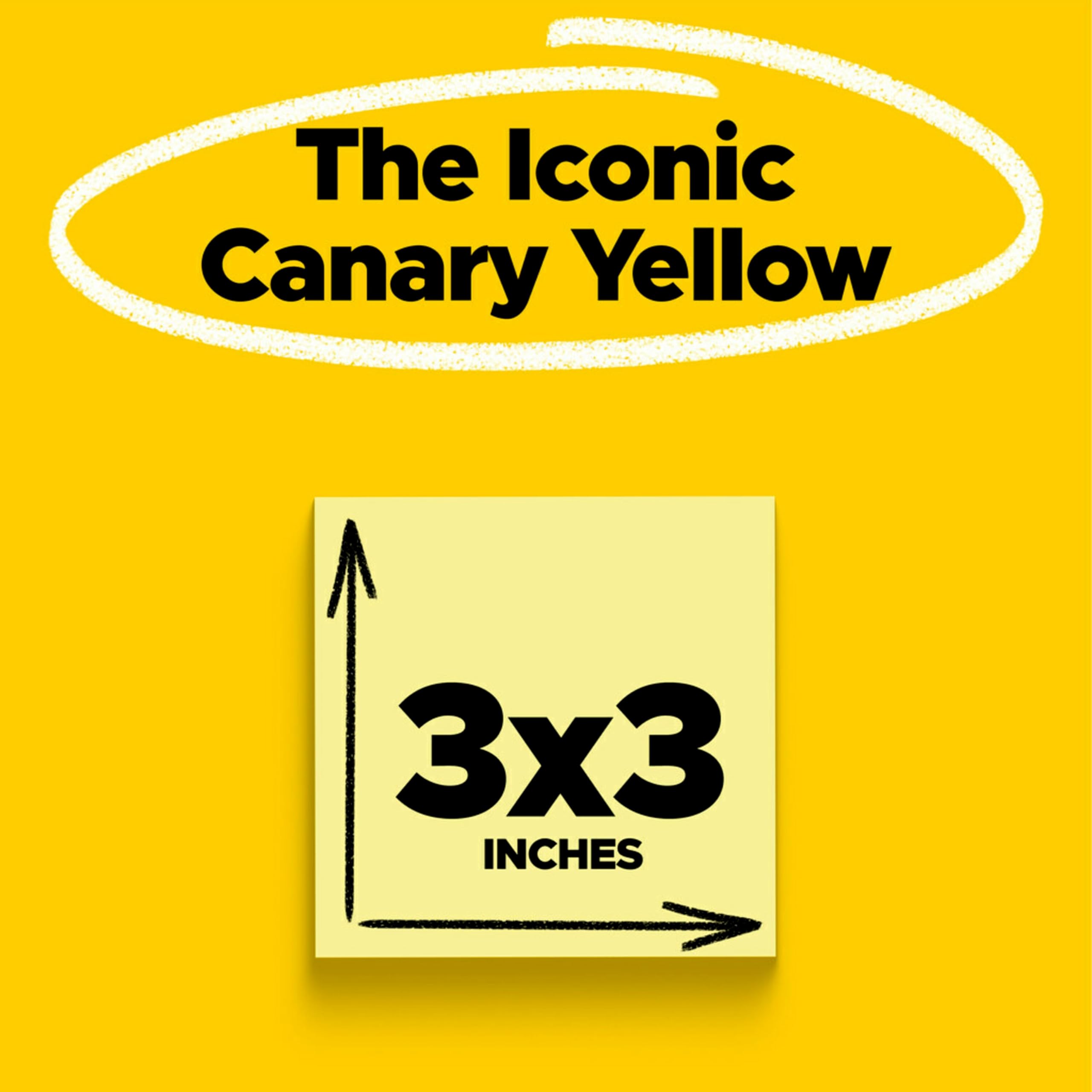 Post-it Super Sticky Notes, 3 x 3-Inches, Canary Yellow, 10-Pads/Pack