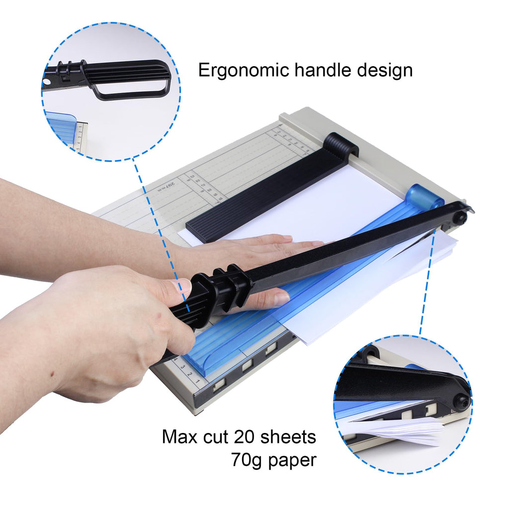 Paper Cutter, Paper Cutting Machine, 12 "A4 Cutting Length, 10 Sheet Capacity, with Safety Protection Device and Blade Lock, Suitable for Office, School or Commercial usePaper Cutter