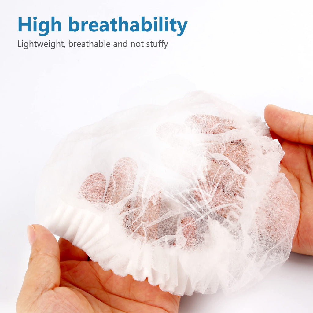 100 Pieces Disposable Non-Woven Clip Caps Mob caps hairnets Head Cover, 21", with 6 Colors for You to Choose. (White)
