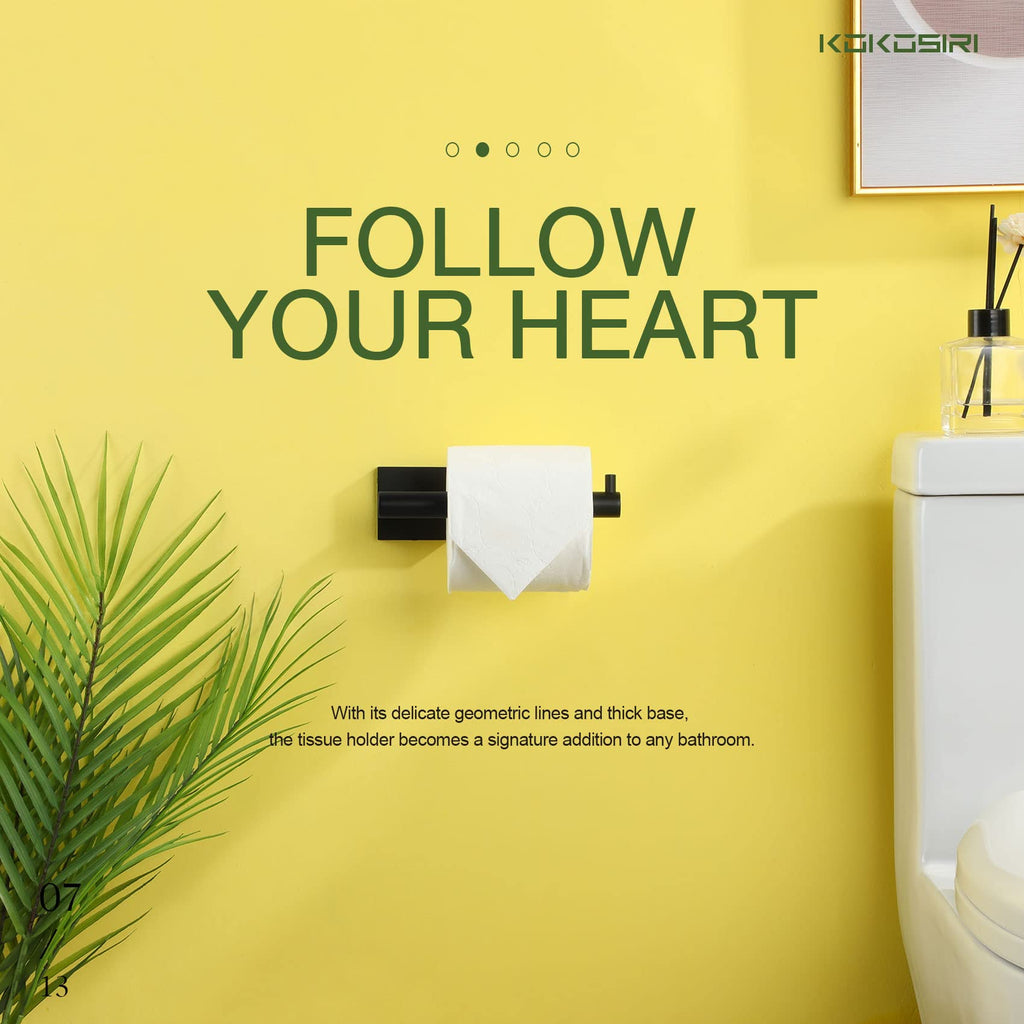 KOKOSIRI Toilet Paper Holder for Bathroom Toilet Roll Holder Hold Mega Rolls Matte Black Stainless Steel B2005BK